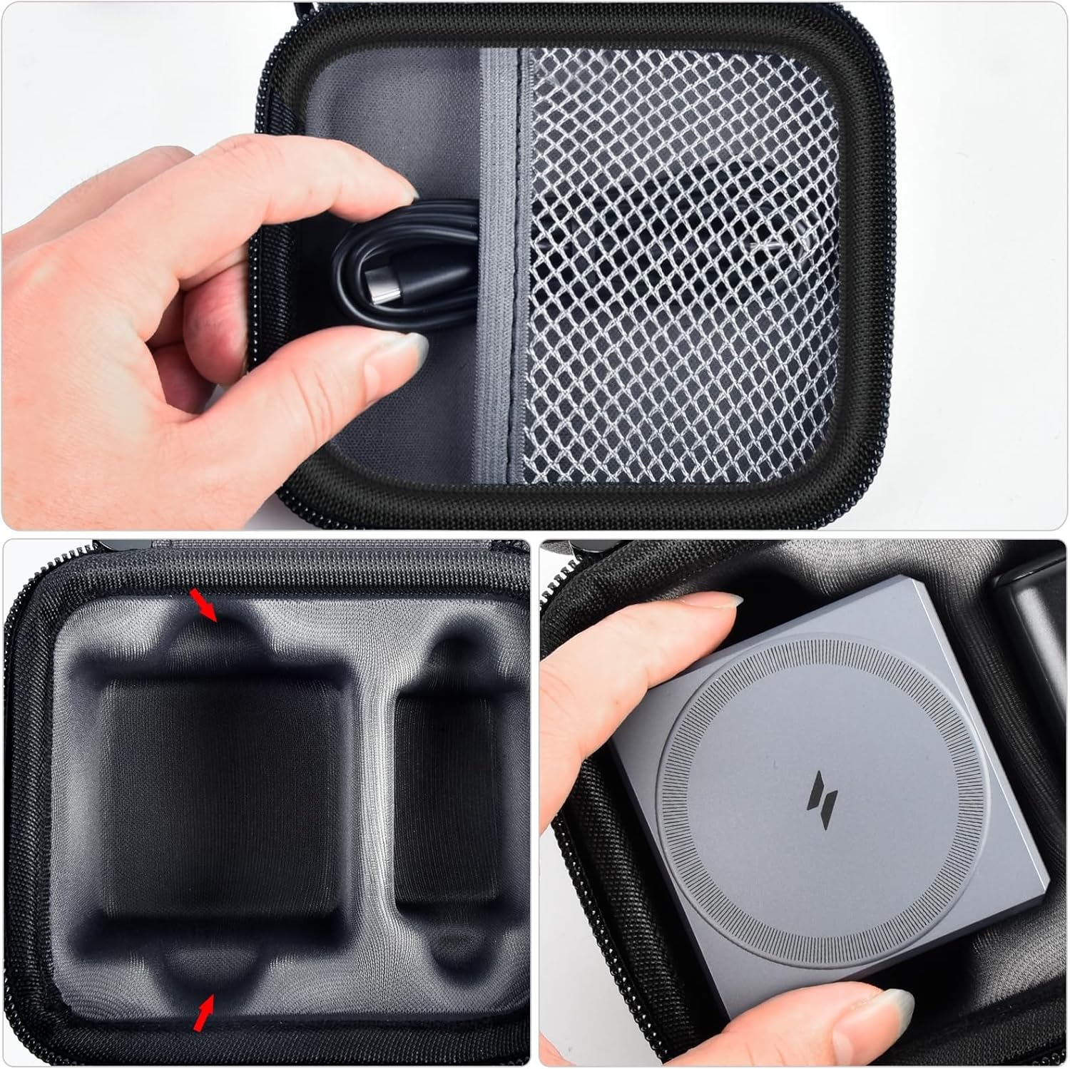 Étui PAIYULE compatible avec le chargeur Cube MagSafe 3 en 1 Anker, 15 W maximum, support de recharge rapide, support de rangement pour câble USB-C (boîte uniquement) (gris)