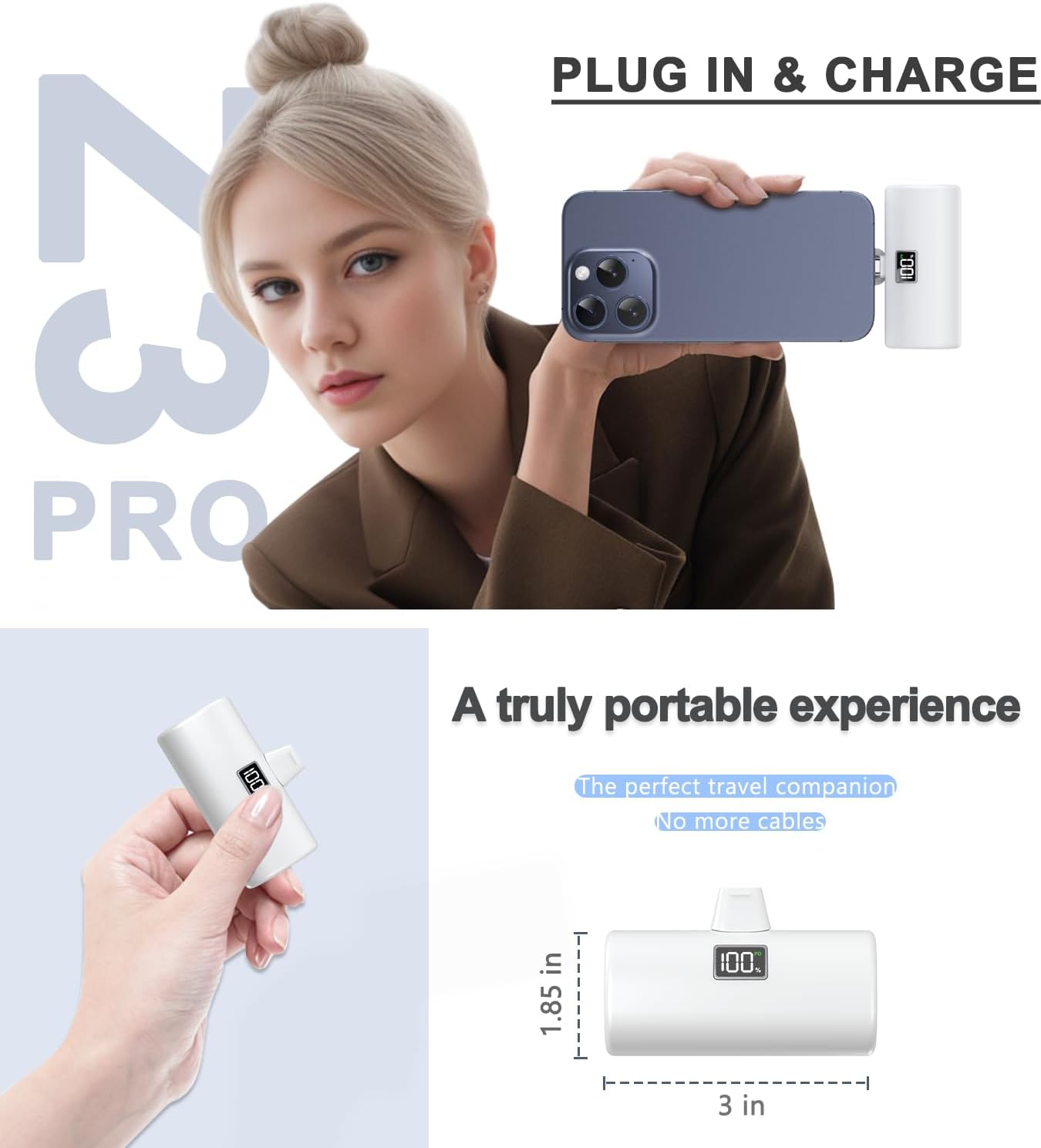 Portable Charger for iPhone 15 16 Power Bank, 6000mAh USB-C Portable Phone Charger with Fast Charging (20W), Mini Battery Pack for iPhone 15 Pro/15 Plus/15 Promax/Samsung/Huawei Andriod - White