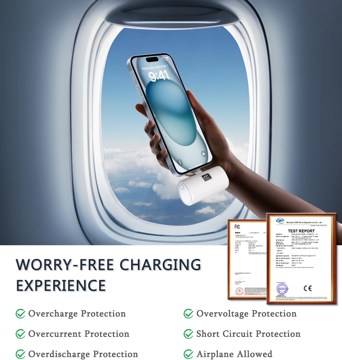 Portable Charger for iPhone 15 16 Power Bank, 6000mAh USB-C Portable Phone Charger with Fast Charging (20W), Mini Battery Pack for iPhone 15 Pro/15 Plus/15 Promax/Samsung/Huawei Andriod - White