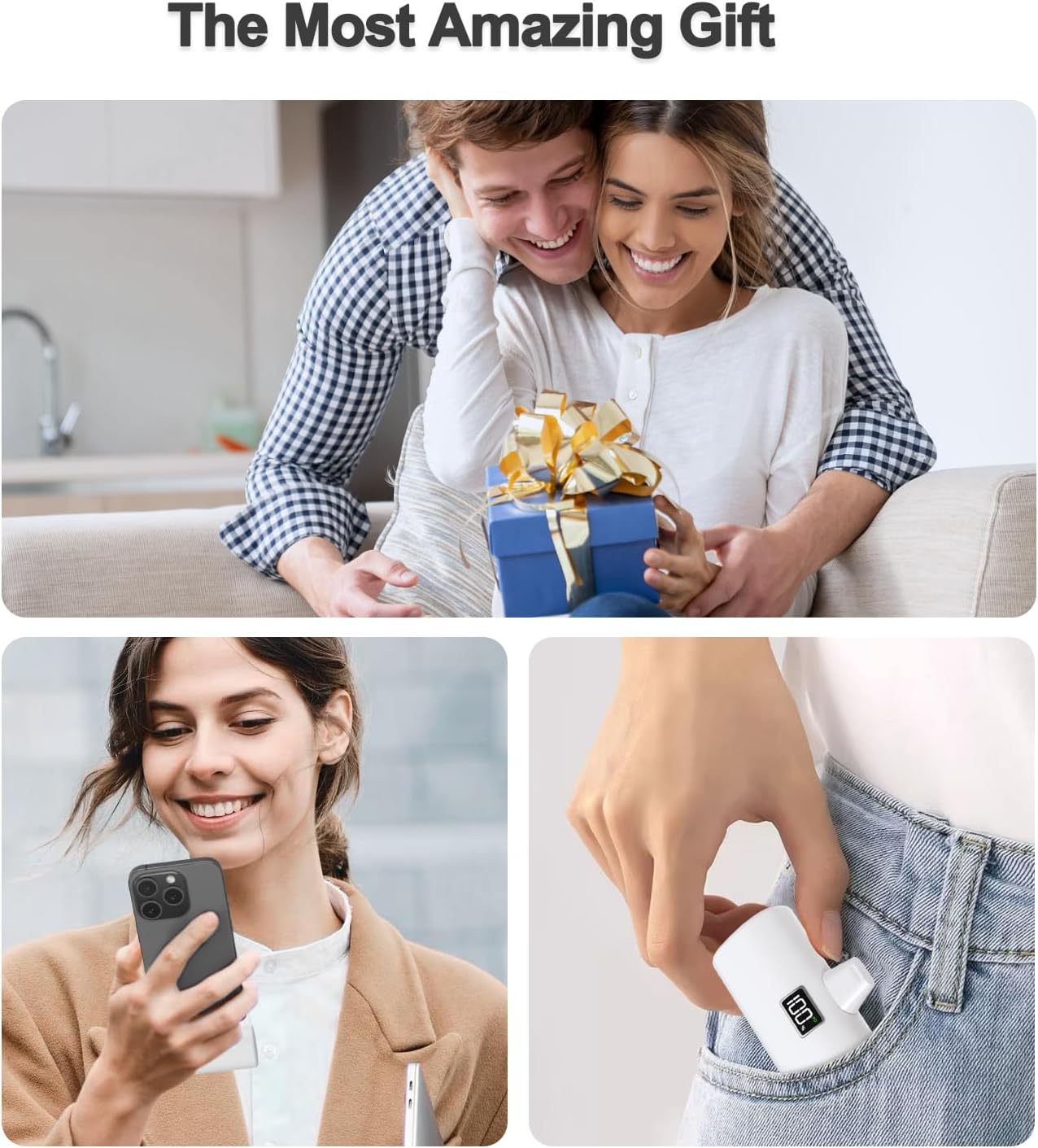 Portable Charger for iPhone 15 16 Power Bank, 6000mAh USB-C Portable Phone Charger with Fast Charging (20W), Mini Battery Pack for iPhone 15 Pro/15 Plus/15 Promax/Samsung/Huawei Andriod - White