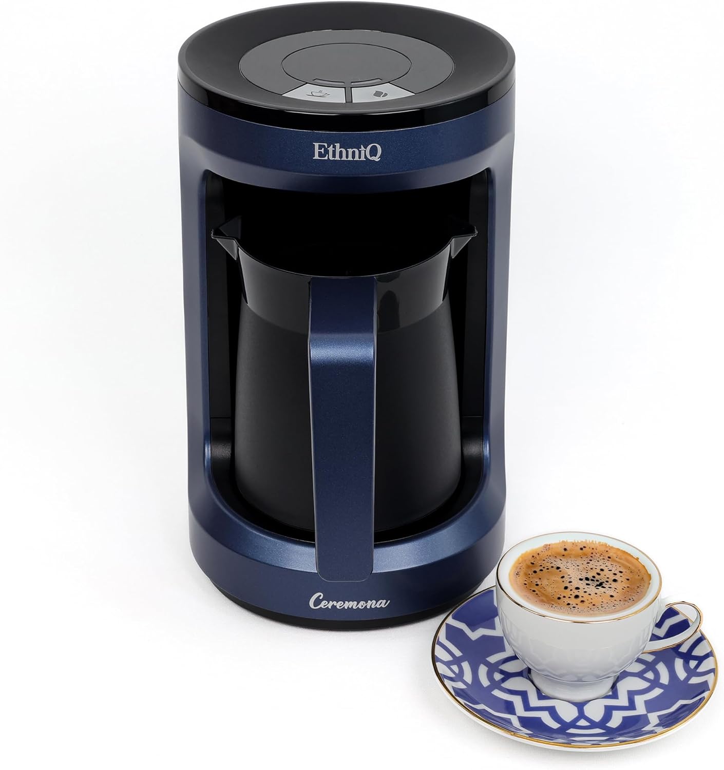 ETHNIQ Türk Kahvesi Makinesi -% 100 BPA İçermez, 120V, Cook Sense Teknolojisi ile 1 ila 4 Fincan Demleme Kapasitesi, Türk Kahvesi, Türk Kahvesi - Mavi