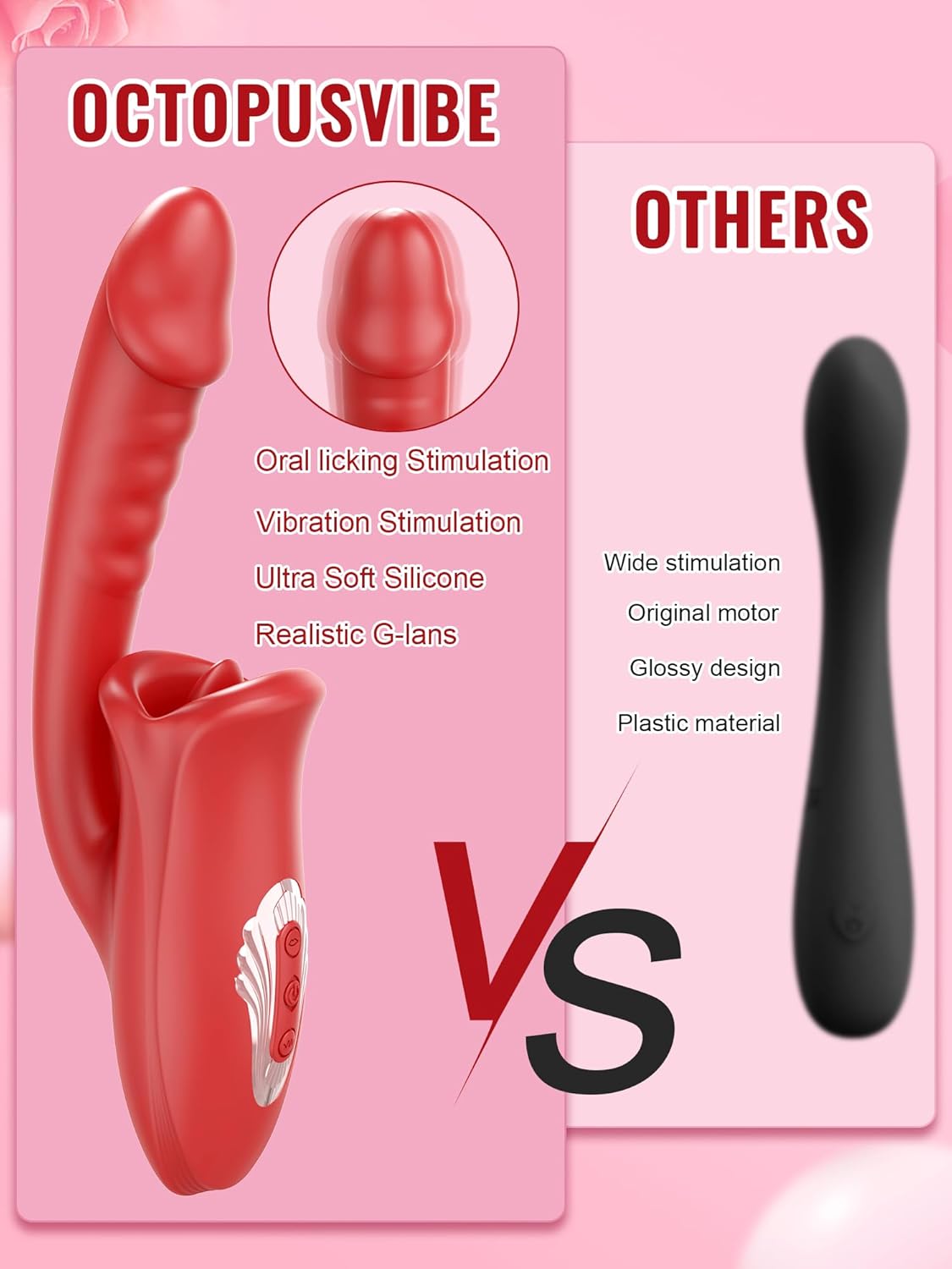 Tongue Rose Sex Toy Realistic Dildo Vibrators, 3 in 1 G Spot Vibrator for Women, Clitoral Vibrator with 10 Vibrations 10 Tongue Licking Nipple Clit Stimulator Adult Sex Toys for Women Couple · v3