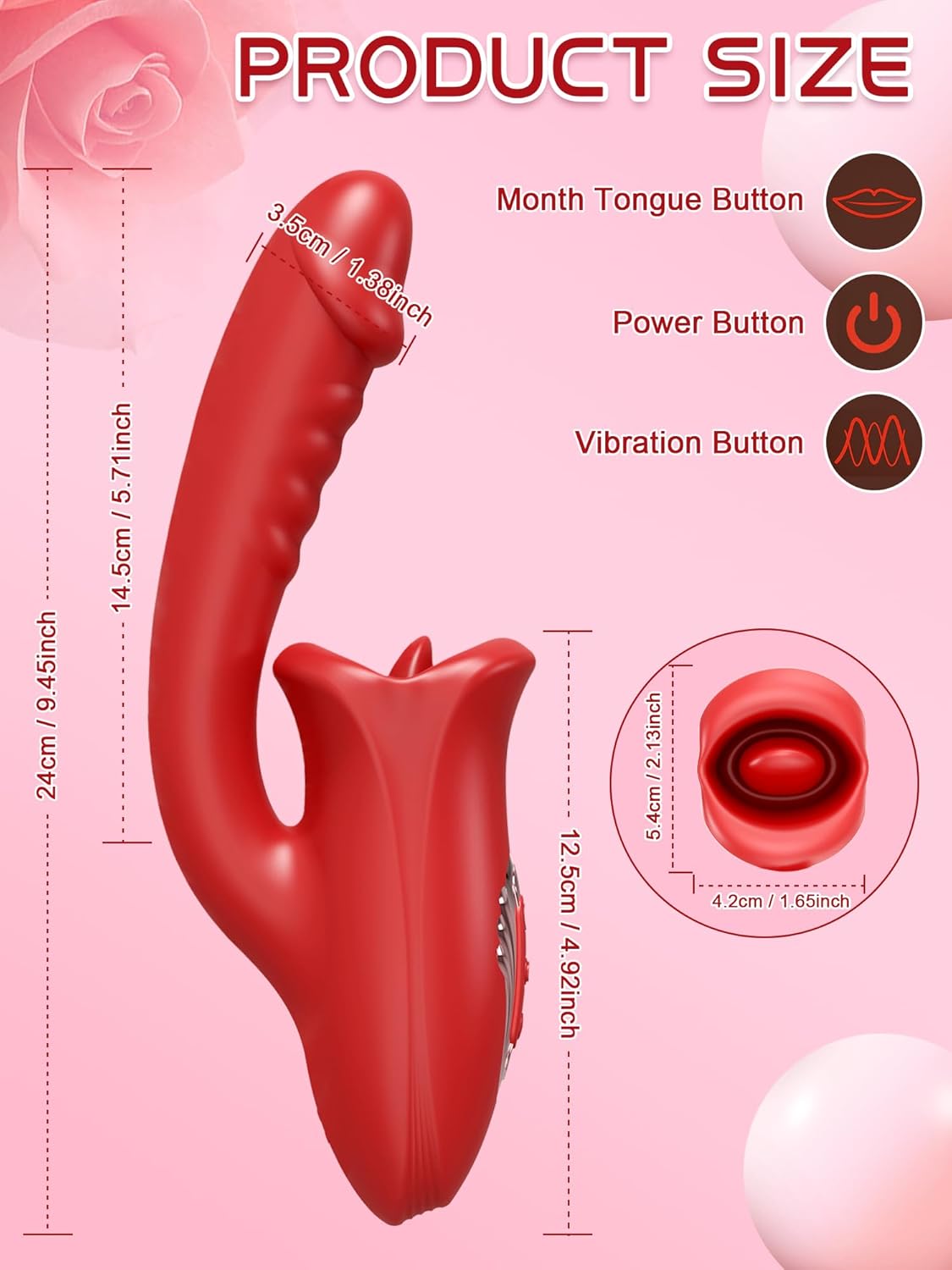 Tongue Rose Sex Toy Realistic Dildo Vibrators, 3 in 1 G Spot Vibrator for Women, Clitoral Vibrator with 10 Vibrations 10 Tongue Licking Nipple Clit Stimulator Adult Sex Toys for Women Couple · v3