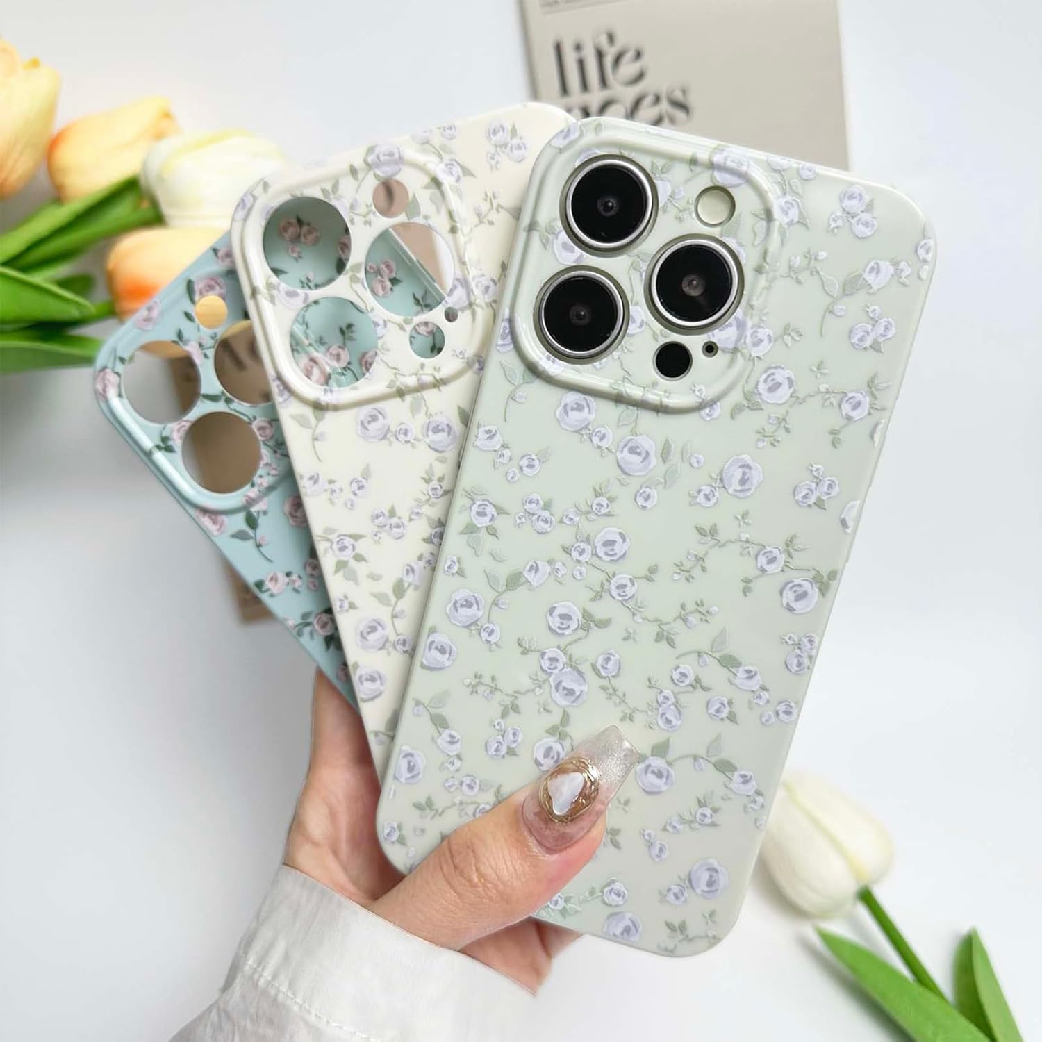 Custodia floreale per iPhone 15 Pro Max Graziosa custodia estetica con motivo floreale a rose per iPhone 15 Pro Max Custodia vintage per ragazze da donna, Oil Flowers Girly Trendy Slim Fit, custodia protettiva antiurto in TPU, beige