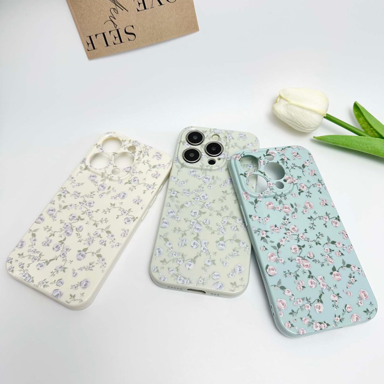 Custodia floreale per iPhone 15 Pro Max Graziosa custodia estetica con motivo floreale a rose per iPhone 15 Pro Max Custodia vintage per ragazze da donna, Oil Flowers Girly Trendy Slim Fit, custodia protettiva antiurto in TPU, beige