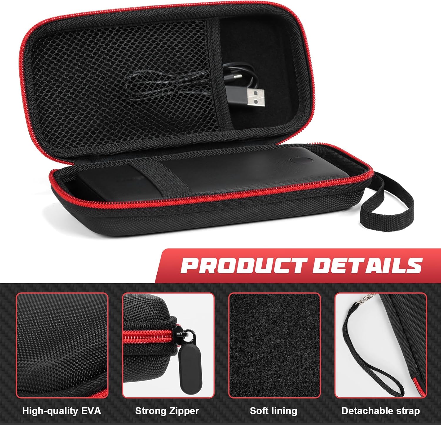 Étui de voyage compatible avec Anker/pour Poiytl/pour iPos/pour Sabani/pour Ohoviv/pour RGvota/pour chargeur portable Pxwaxpy, support de rangement pour batterie à recharge rapide (étui uniquement)