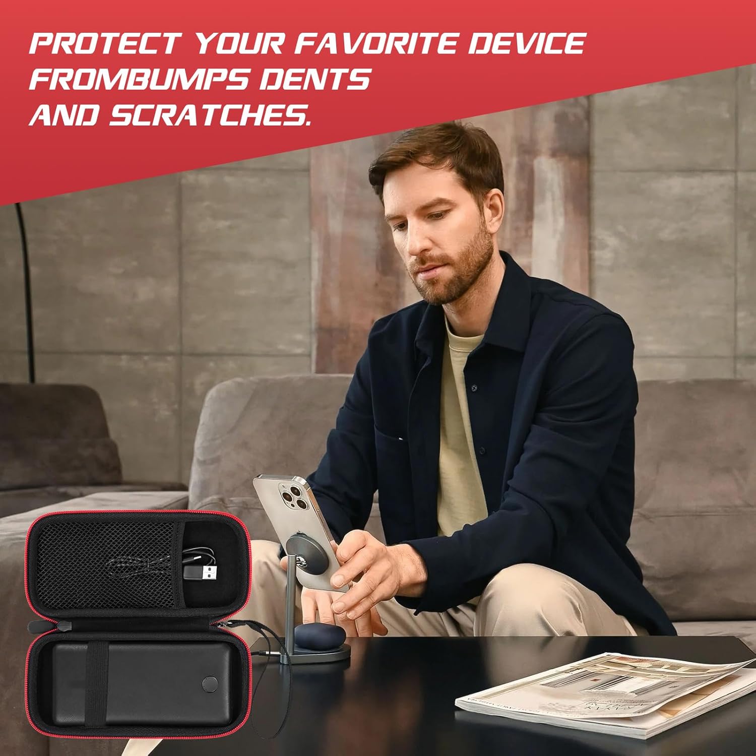 Étui de voyage compatible avec Anker/pour Poiytl/pour iPos/pour Sabani/pour Ohoviv/pour RGvota/pour chargeur portable Pxwaxpy, support de rangement pour batterie à recharge rapide (étui uniquement)