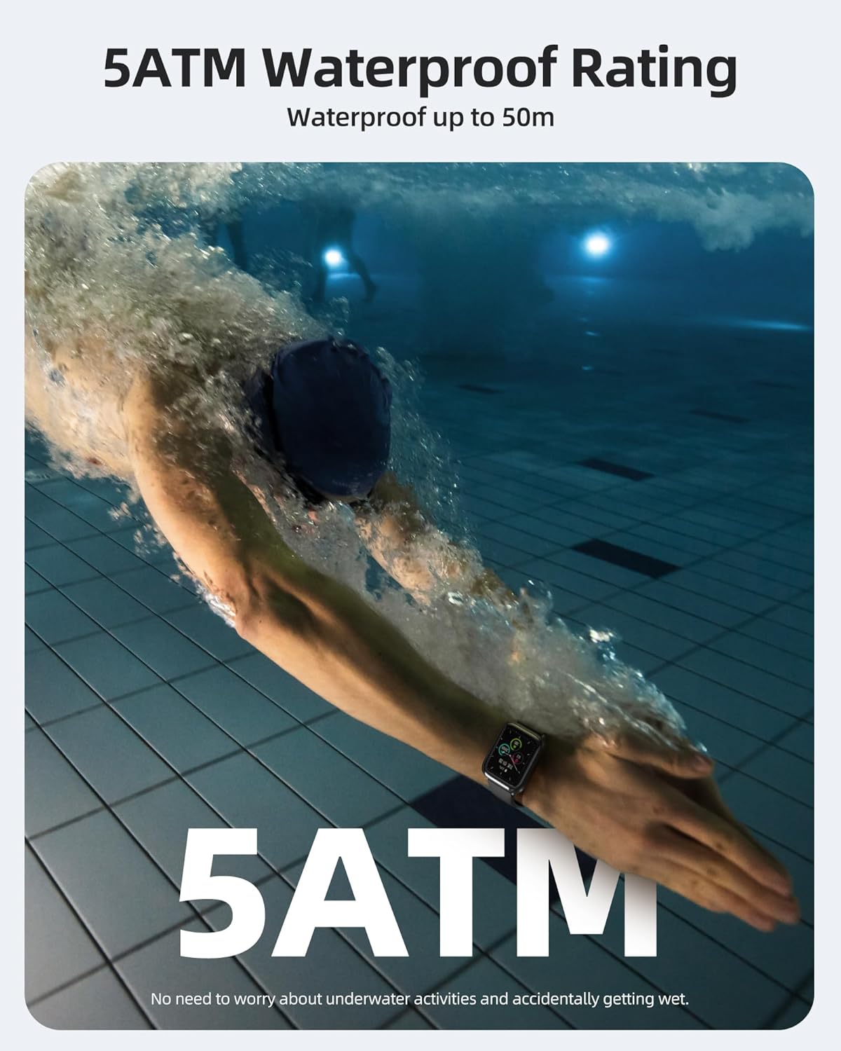 Parsonver Smart Watch, fitness tracker impermeabile fino a 5 ATM per il nuoto con 100 modalità sportive, frequenza cardiaca, ossigeno nel sangue, monitor del sonno, smartwatch da fitness con touch screen da 1,8 pollici per Android -iPhone iOS