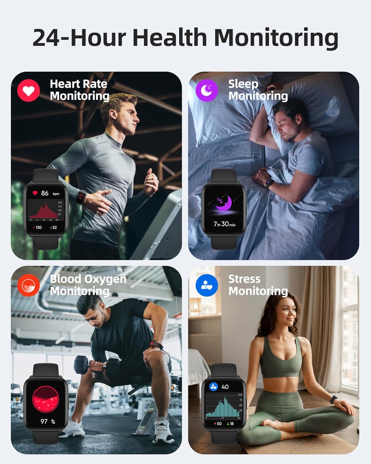 Parsonver Smart Watch, fitness tracker impermeabile fino a 5 ATM per il nuoto con 100 modalità sportive, frequenza cardiaca, ossigeno nel sangue, monitor del sonno, smartwatch da fitness con touch screen da 1,8 pollici per Android -iPhone iOS