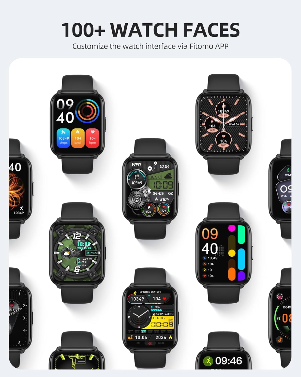 Parsonver Smart Watch, fitness tracker impermeabile fino a 5 ATM per il nuoto con 100 modalità sportive, frequenza cardiaca, ossigeno nel sangue, monitor del sonno, smartwatch da fitness con touch screen da 1,8 pollici per Android -iPhone iOS