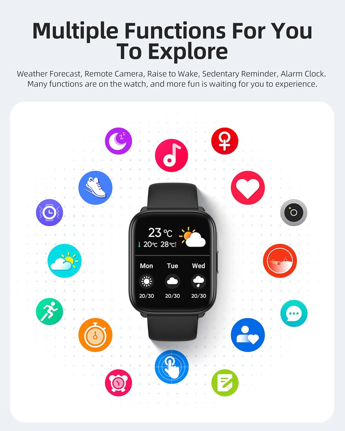 Parsonver Smart Watch, fitness tracker impermeabile fino a 5 ATM per il nuoto con 100 modalità sportive, frequenza cardiaca, ossigeno nel sangue, monitor del sonno, smartwatch da fitness con touch screen da 1,8 pollici per Android -iPhone iOS