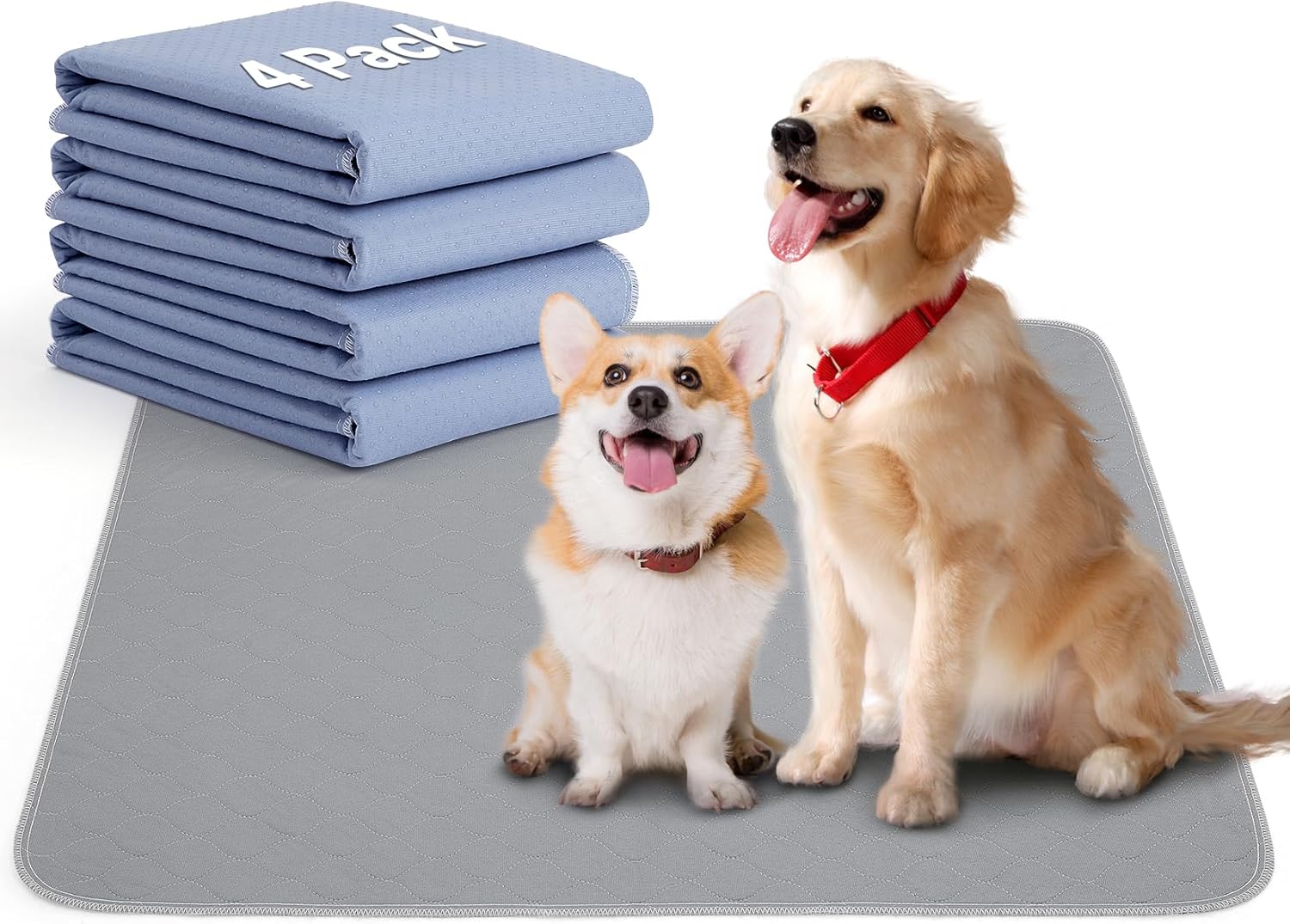 Reusable Dog Training Pads, 36x38 Inch-4 Packs Incontinence Bed Pads,Washable Pee Pads with Fast Liquid Absorbing, Perfect for Dogs, Cats, Bunny Senior