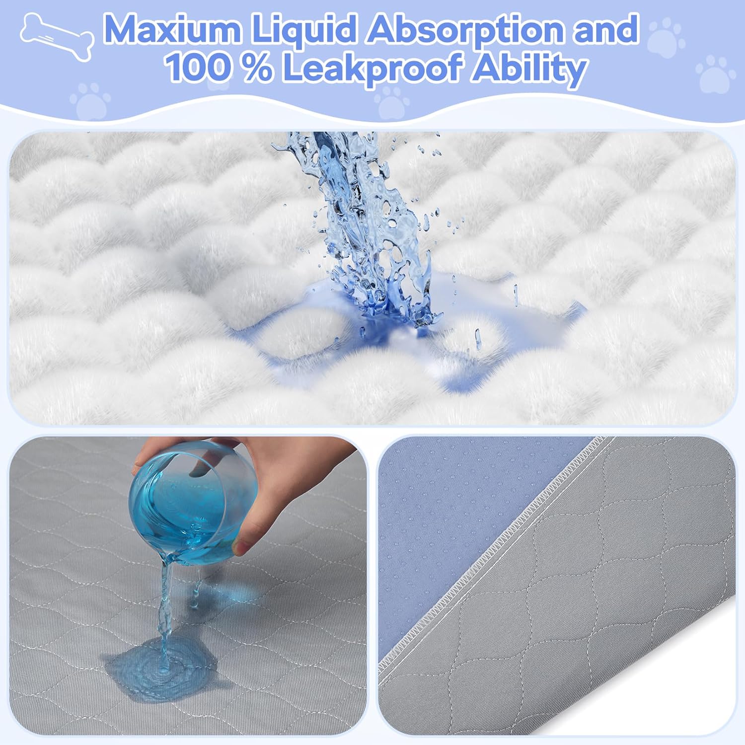Reusable Dog Training Pads, 36x38 Inch-4 Packs Incontinence Bed Pads,Washable Pee Pads with Fast Liquid Absorbing, Perfect for Dogs, Cats, Bunny Senior