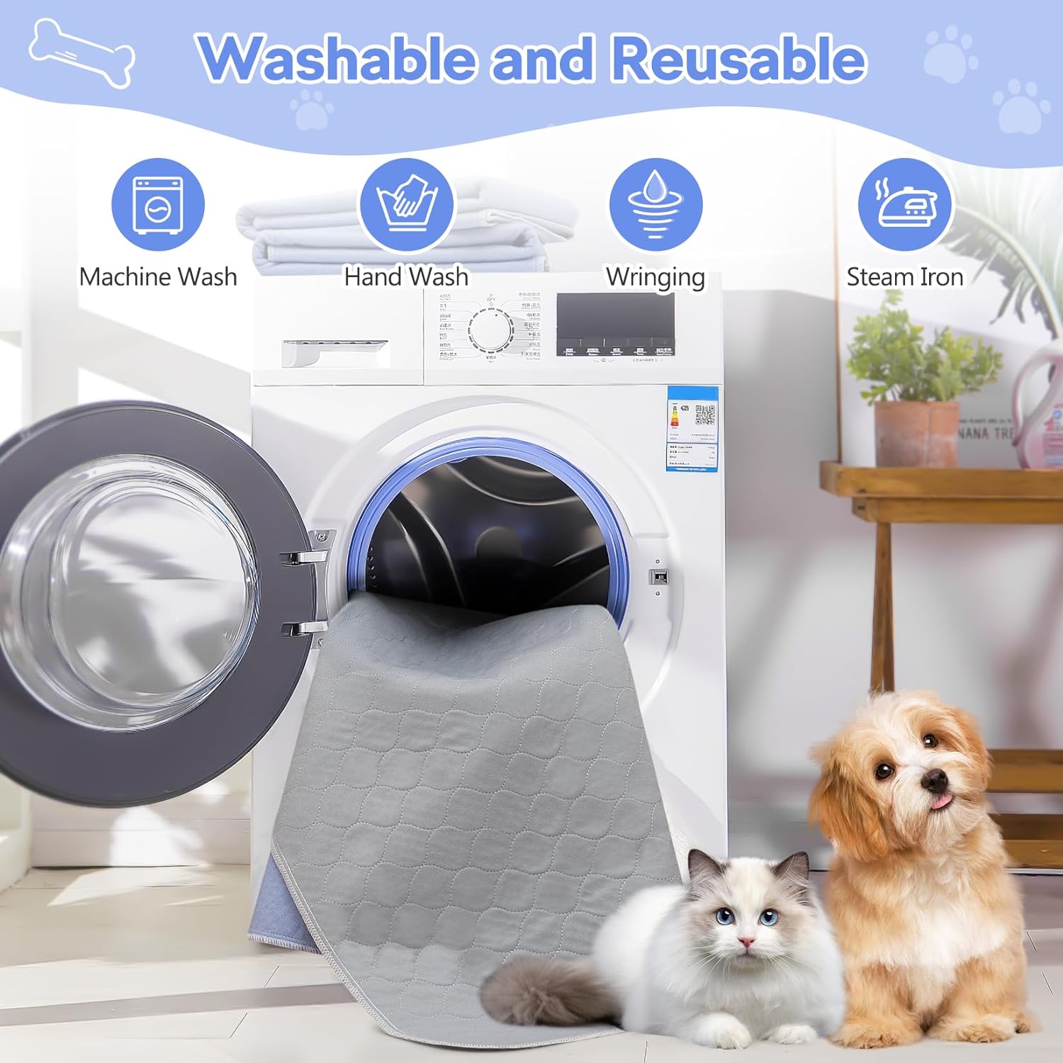 Reusable Dog Training Pads, 36x38 Inch-4 Packs Incontinence Bed Pads,Washable Pee Pads with Fast Liquid Absorbing, Perfect for Dogs, Cats, Bunny Senior