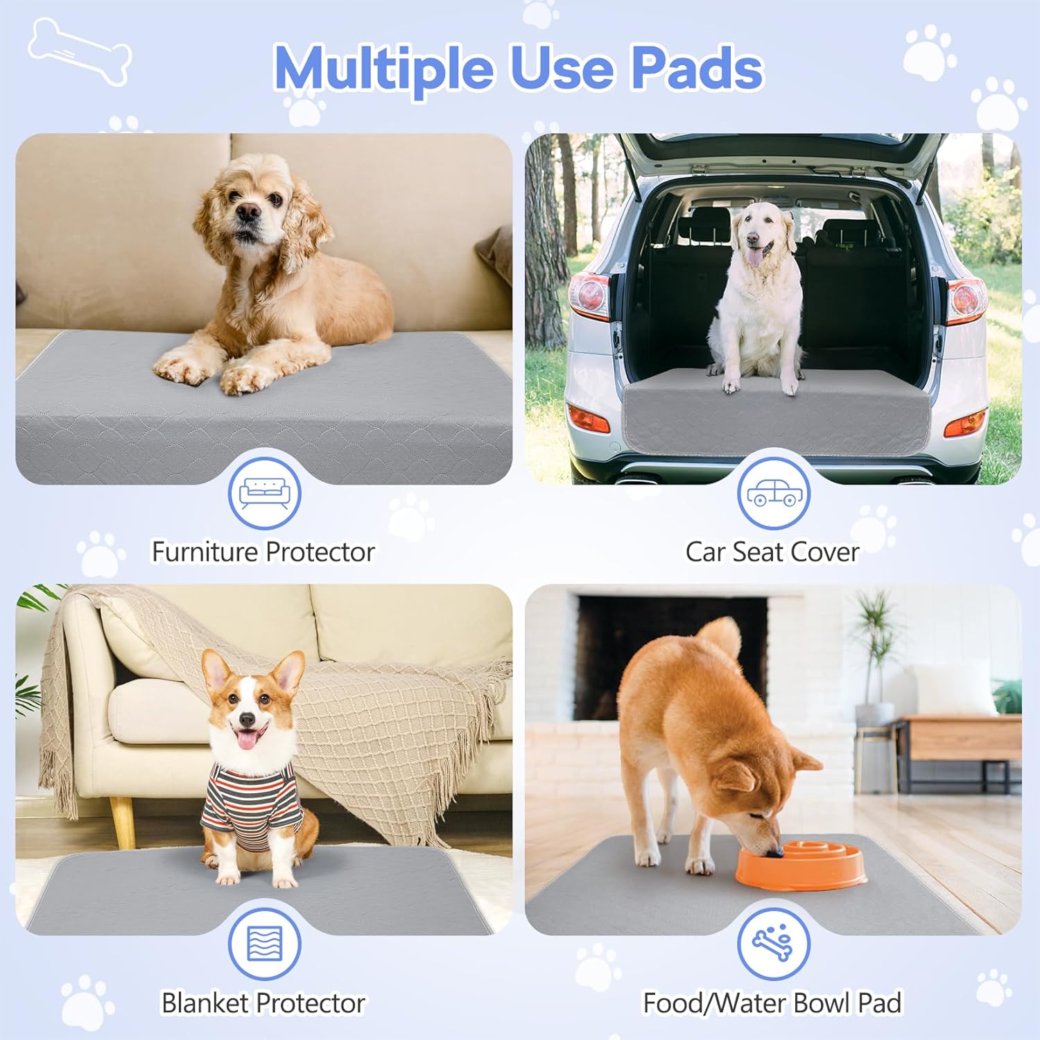 Reusable Dog Training Pads, 36x38 Inch-4 Packs Incontinence Bed Pads,Washable Pee Pads with Fast Liquid Absorbing, Perfect for Dogs, Cats, Bunny Senior
