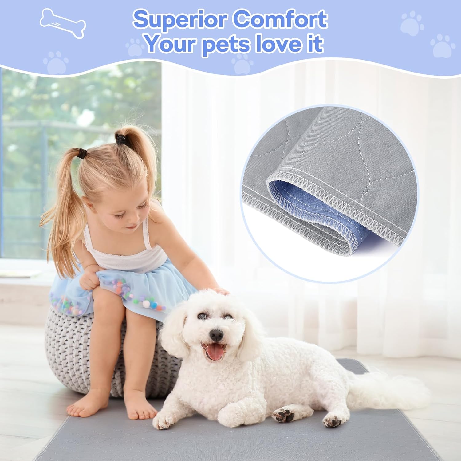 Reusable Dog Training Pads, 36x38 Inch-4 Packs Incontinence Bed Pads,Washable Pee Pads with Fast Liquid Absorbing, Perfect for Dogs, Cats, Bunny Senior