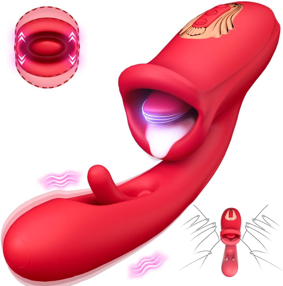 Wibrator G Spot Zabawki erotyczne dla dorosłych dla kobiet, język Rose Zabawki erotyczne Dildo Wibratory Stymulator łechtaczki z 10 lizaniem ssania 10 trybów wibracji Trzymanie łechtaczki Stymulator łechtaczki Zabawki erotyczne dla par