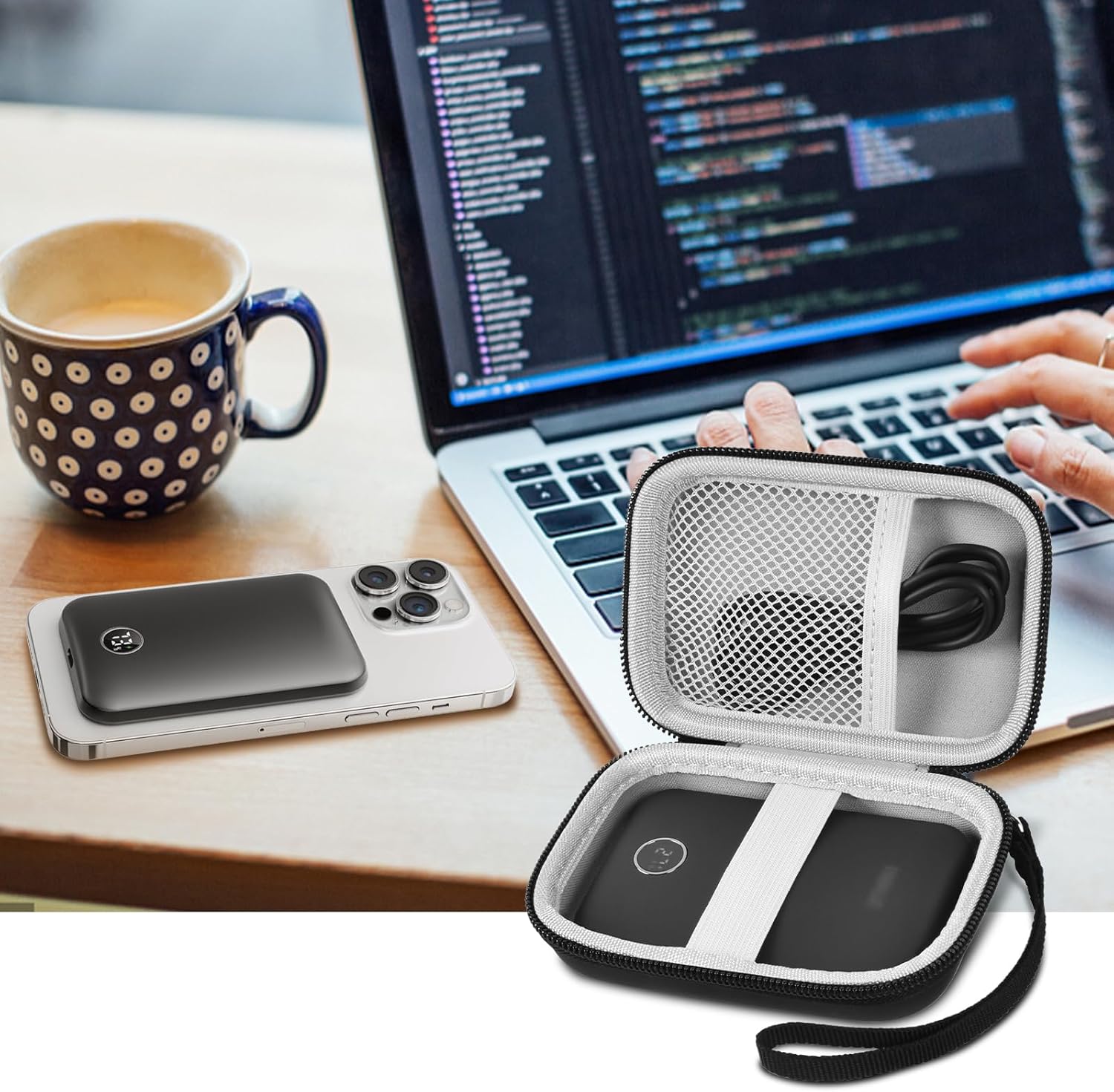 COMECASE Case Compatible with iWALK/for Pxwaxpy Magnetic Slim Portable Charger, 5000mAh 18W Wireless Power Bank, Battery Pack Storage Holder for iPhone 15/15 Pro Max/14/13/12 for Travel (Box Only)
