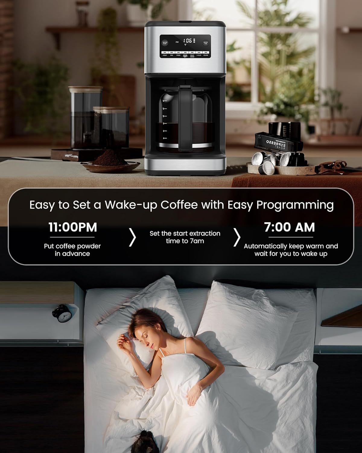 COWSAR 14-Cup Coffee Maker, 24-Hour Programmable Coffee Brewer, Keep Warm, Drip Free, Washable Filter, Stainless Steel, Silver · v2