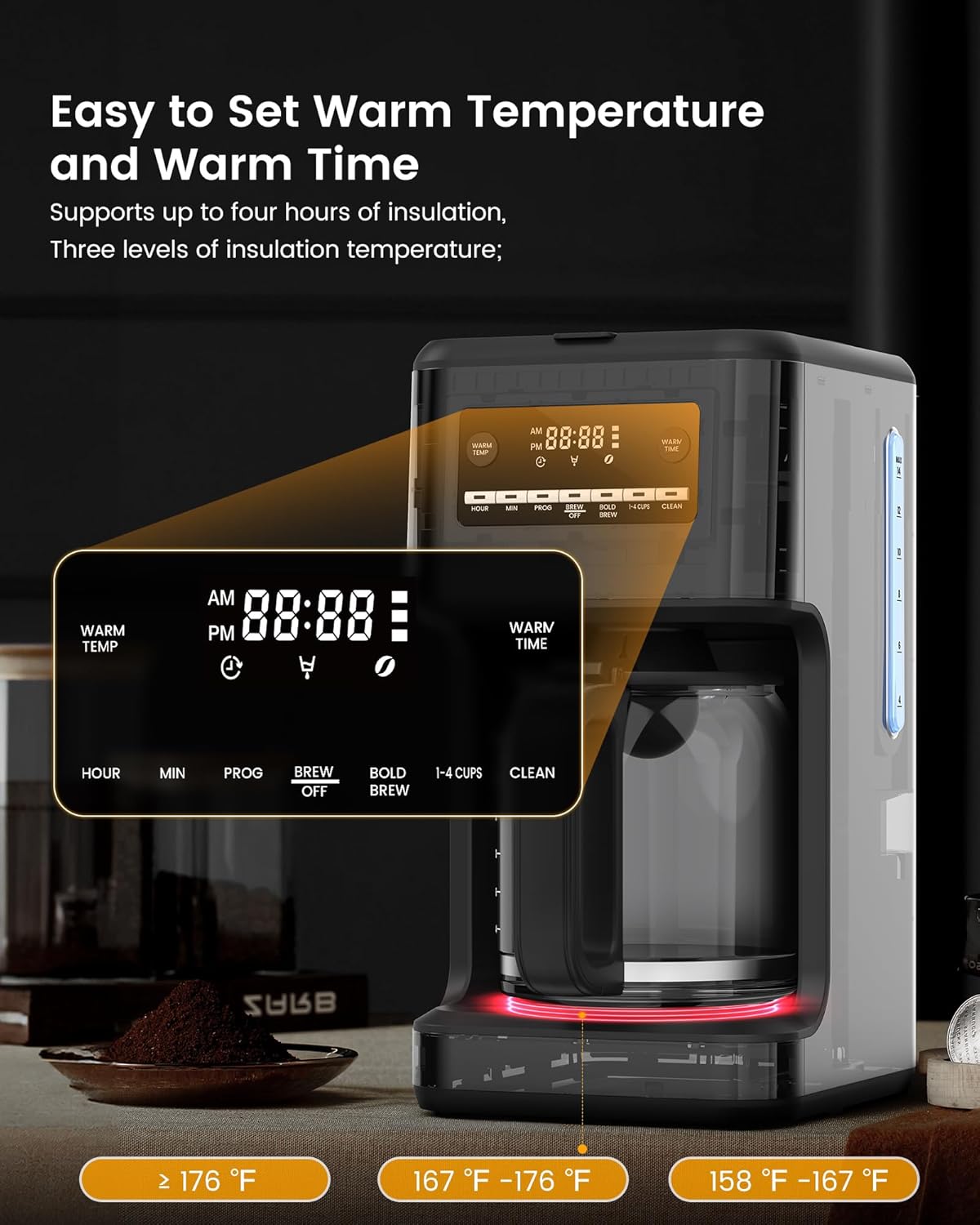 COWSAR 14-Cup Coffee Maker, 24-Hour Programmable Coffee Brewer, Keep Warm, Drip Free, Washable Filter, Stainless Steel, Silver · v2