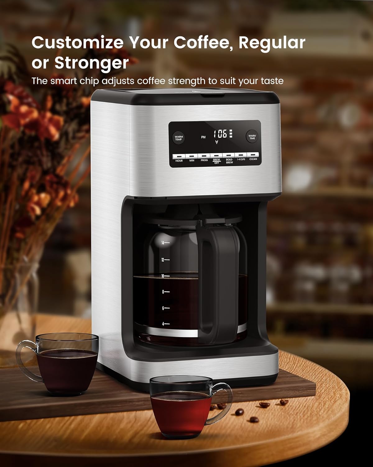 COWSAR 14-Cup Coffee Maker, 24-Hour Programmable Coffee Brewer, Keep Warm, Drip Free, Washable Filter, Stainless Steel, Silver · v2