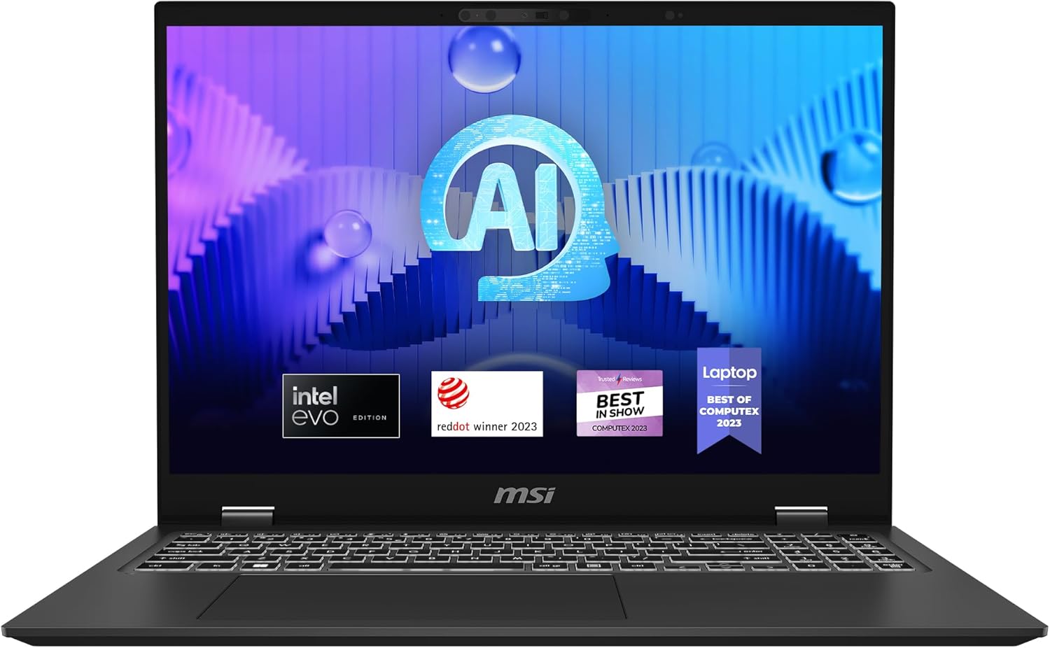 Máy tính xách tay MSI Prestige 16 AI Evo: Intel Ultra 7-155H, Màn hình OLED 16 UHD, DDR5 32GB, SSD NVMe 2TB, HDMI, Đầu đọc thẻ SD, Win 11 Pro: Stellar Gray B1MG-020US