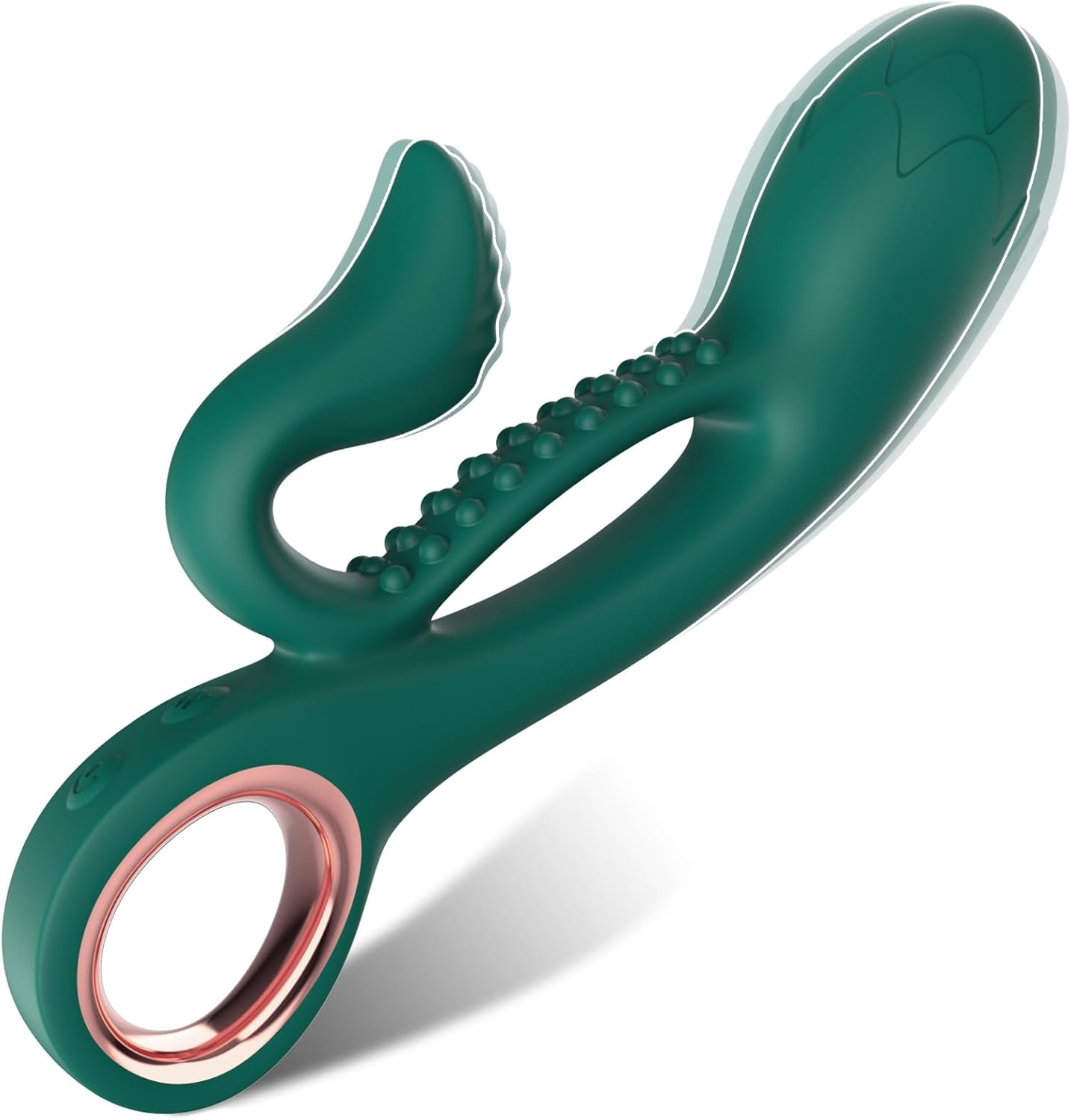 G Spot Rabbit Vibrator, Dual Stimulator Adult Toys for Clitoral Nipple Anal with 10×10 Vibration Modes Waterproof Realistic Rose Texture Dildo Sex Toys for Women or Couple (Green) · v2