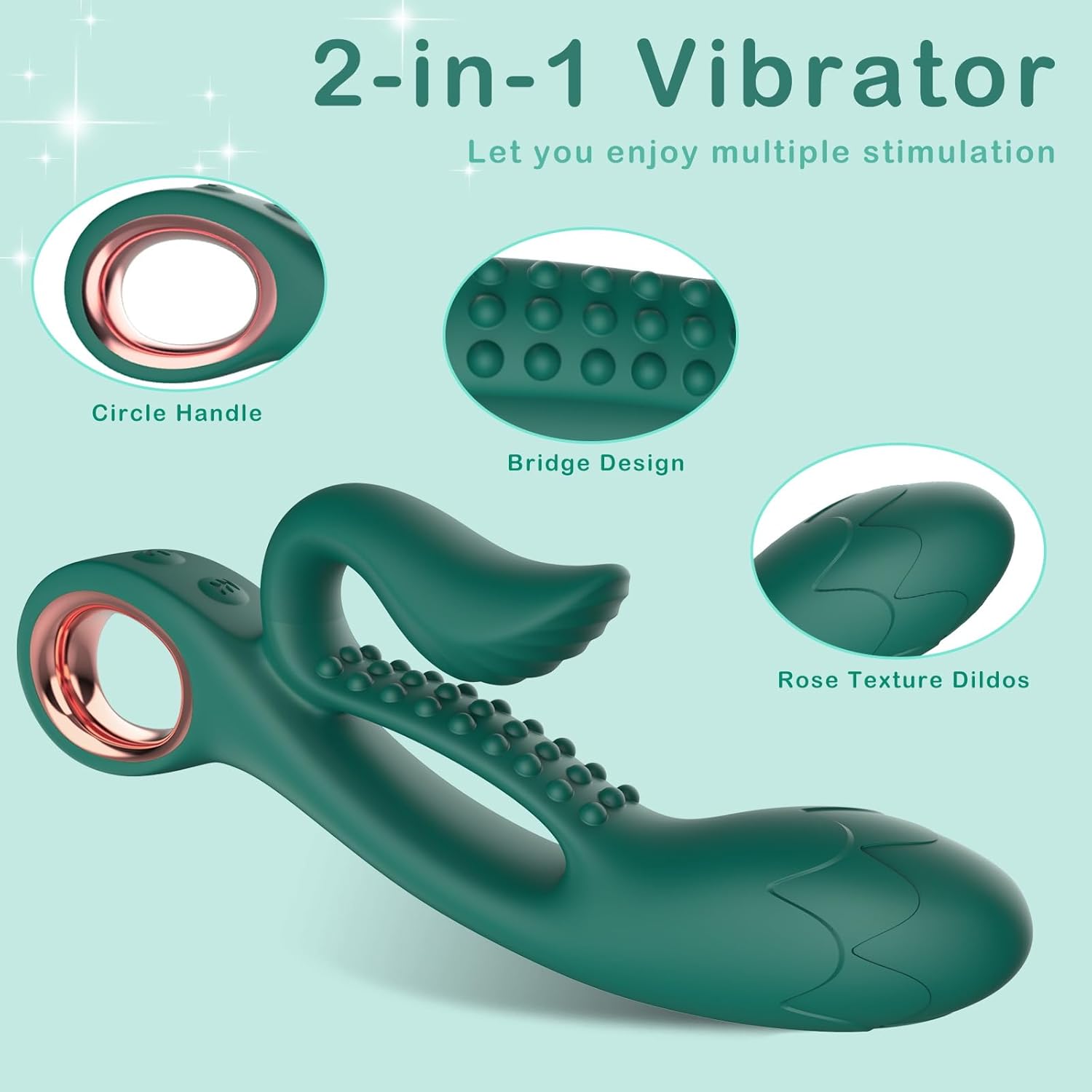 Vibratore G Spot Rabbit, giocattolo per adulti a doppio stimolatore per capezzolo clitorideo anale con modalità di vibrazione 10×10, impermeabili e realistici, giocattoli sessuali con dildo a trama rosa per donne o coppia (verde)