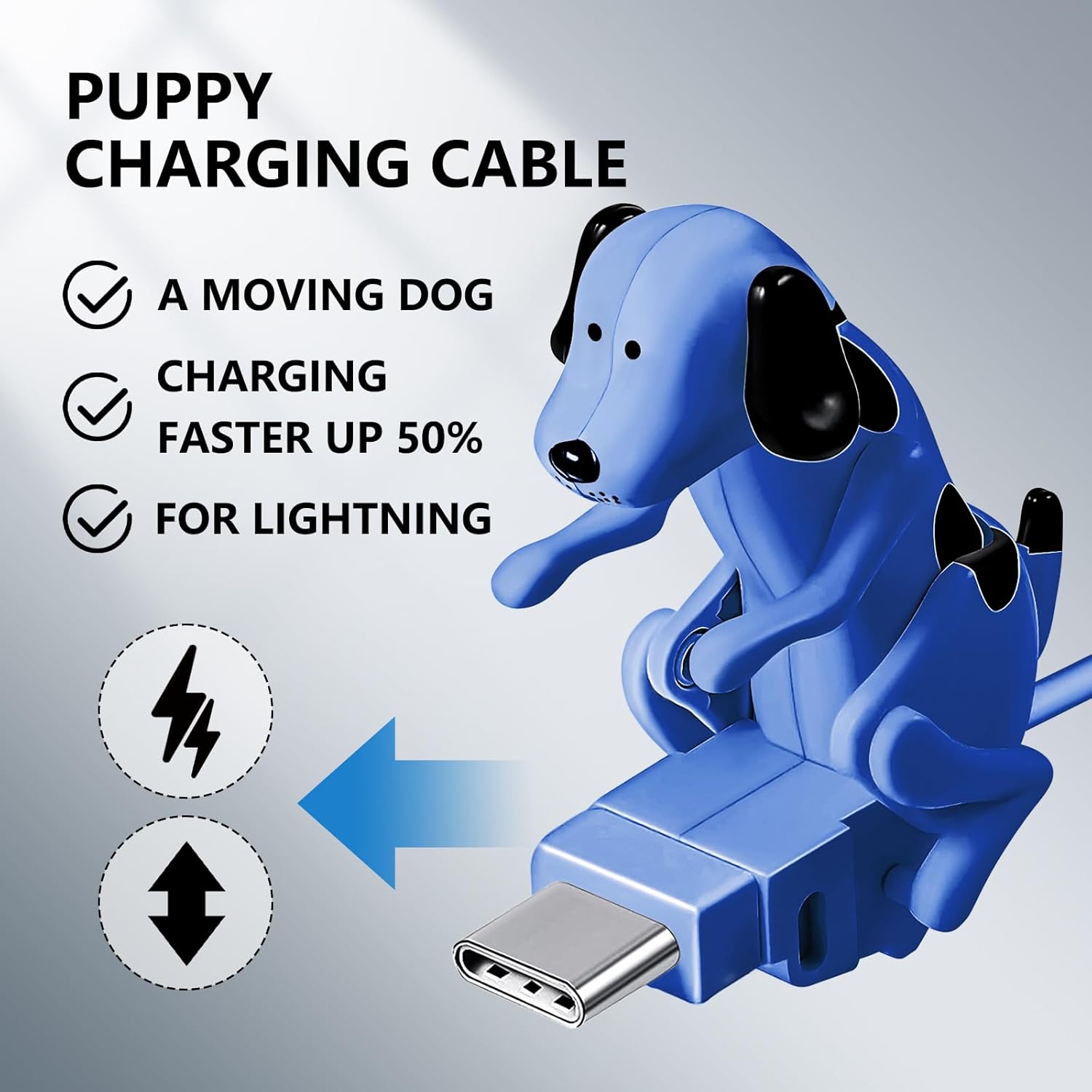 Câble de recharge rapide Funny Dog - Câble de recharge pour chien, câble de recharge portable pour chiens errants, câble USB pour smartphone et jouet pour chiens, pour iPhone Type-C, différents modèles de téléphones.