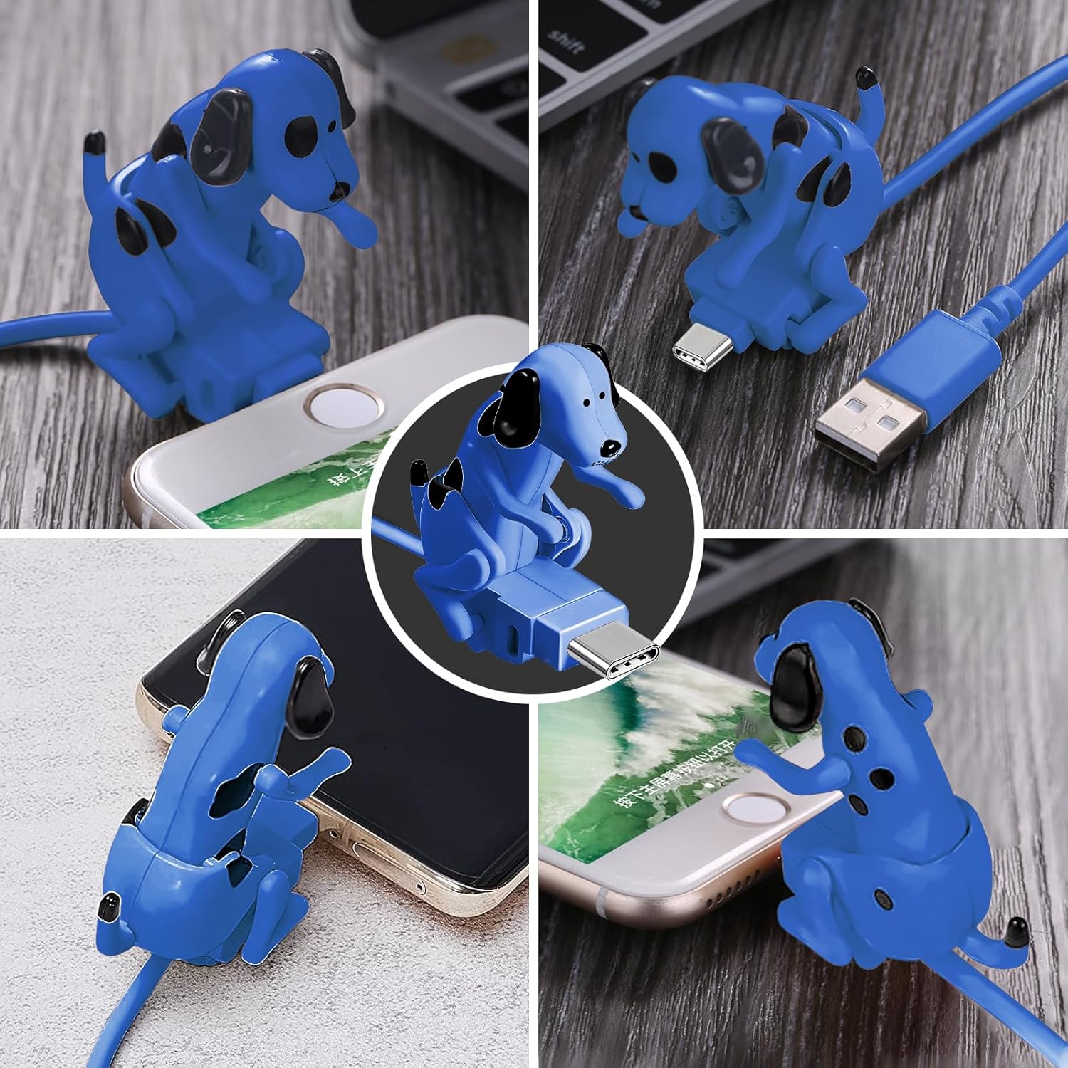 Câble de recharge rapide Funny Dog - Câble de recharge pour chien, câble de recharge portable pour chiens errants, câble USB pour smartphone et jouet pour chiens, pour iPhone Type-C, différents modèles de téléphones.