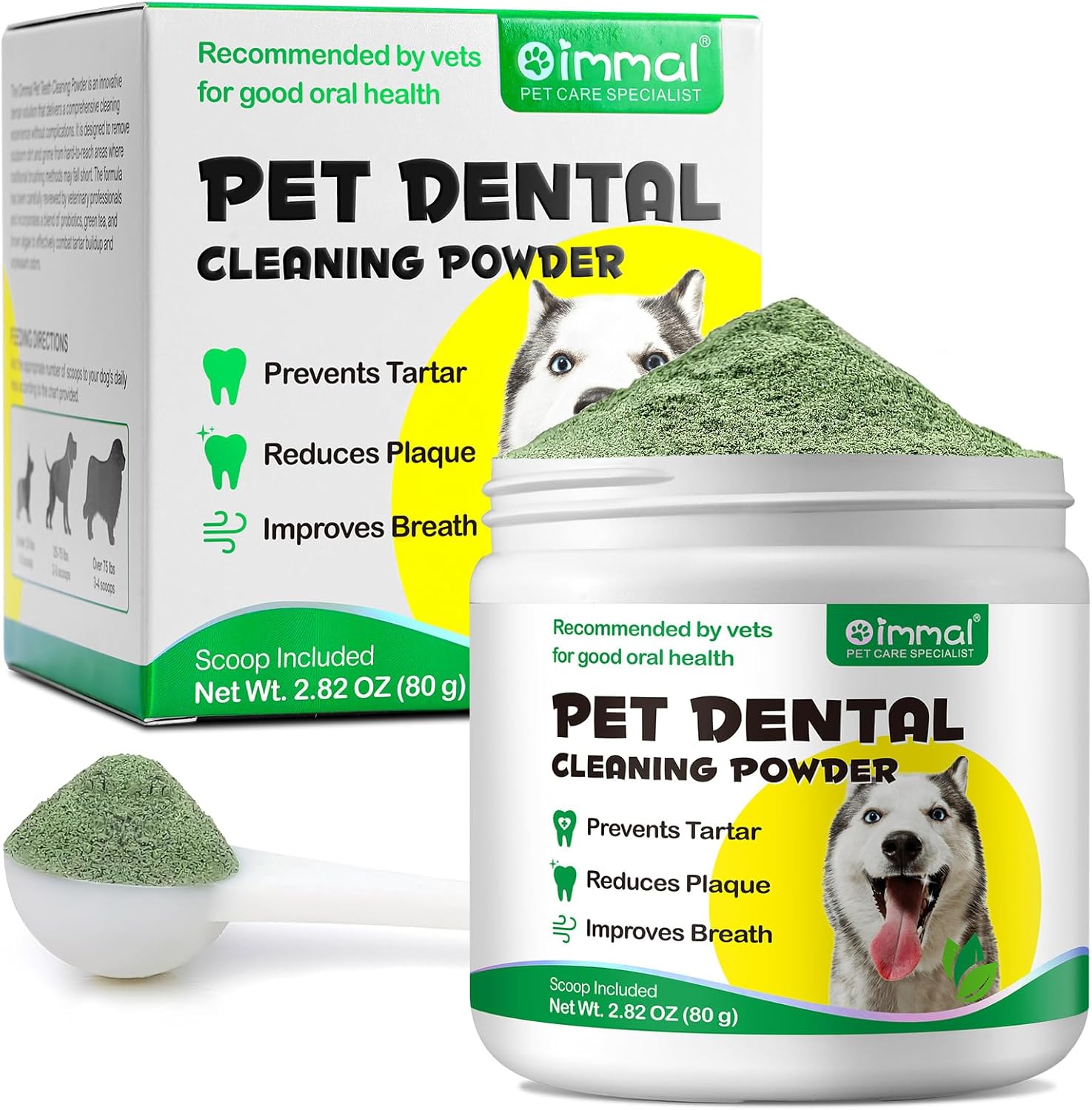 Teeth Cleaning Powder for Dogs, Dental Powder for Dogs - Dog Breath Freshener Powder with Probiotics for Bad Breath, Plaque, Tartar Remover - Dental Care Supplies for Small, Medium, Large Dogs - 80g · v10
