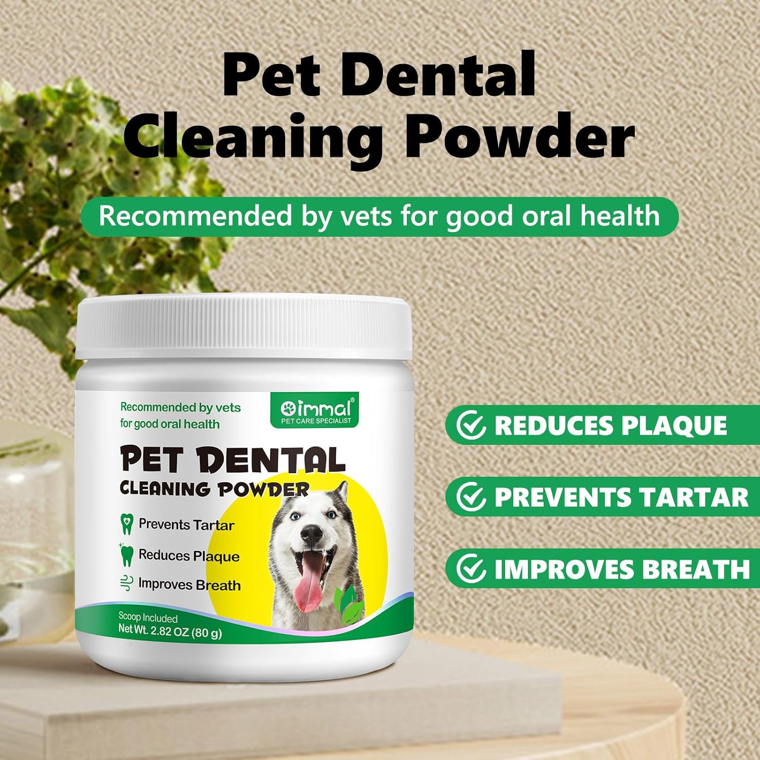 Teeth Cleaning Powder for Dogs, Dental Powder for Dogs - Dog Breath Freshener Powder with Probiotics for Bad Breath, Plaque, Tartar Remover - Dental Care Supplies for Small, Medium, Large Dogs - 80g · v10