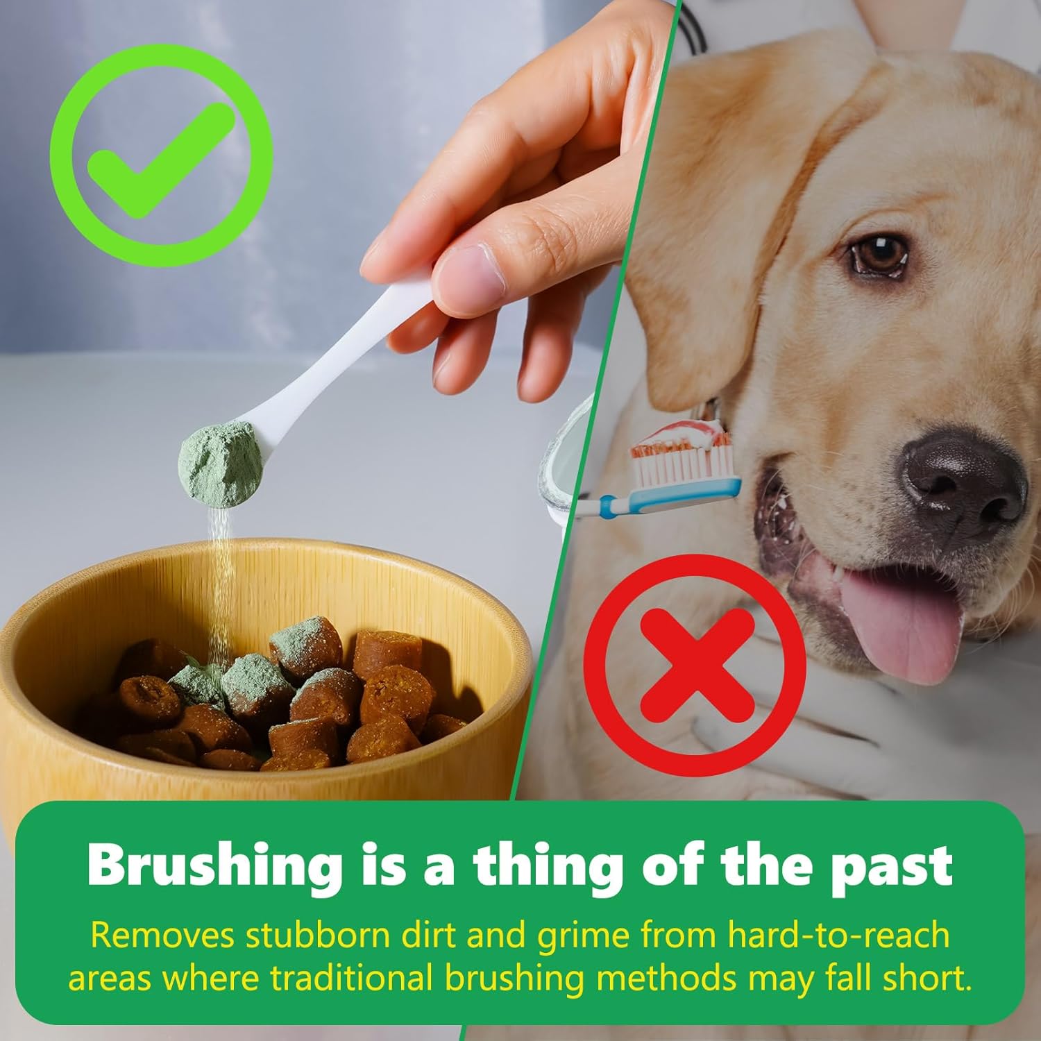 Teeth Cleaning Powder for Dogs, Dental Powder for Dogs - Dog Breath Freshener Powder with Probiotics for Bad Breath, Plaque, Tartar Remover - Dental Care Supplies for Small, Medium, Large Dogs - 80g · v10
