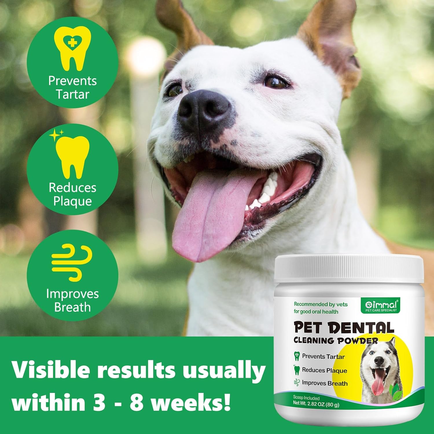 Teeth Cleaning Powder for Dogs, Dental Powder for Dogs - Dog Breath Freshener Powder with Probiotics for Bad Breath, Plaque, Tartar Remover - Dental Care Supplies for Small, Medium, Large Dogs - 80g · v10