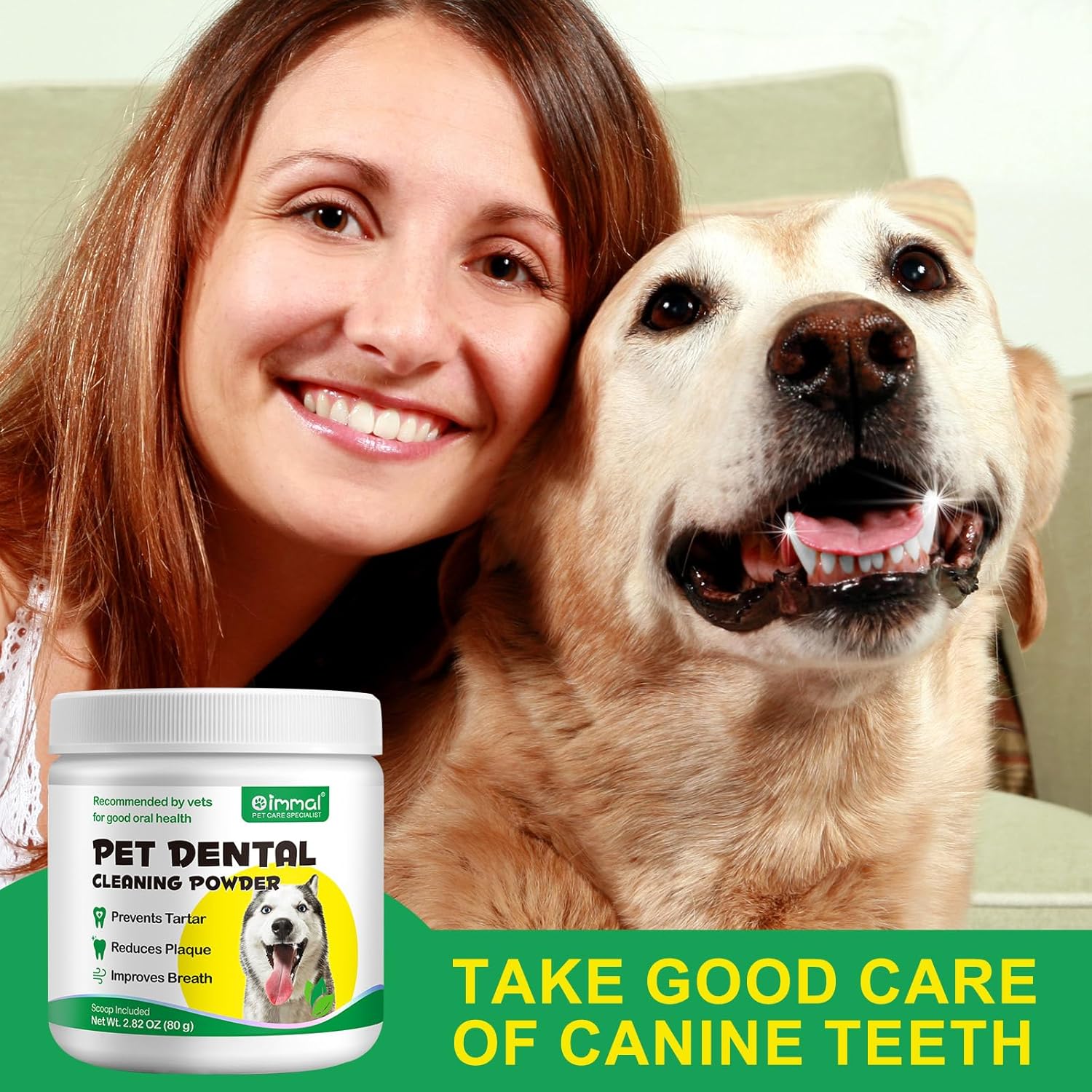 Teeth Cleaning Powder for Dogs, Dental Powder for Dogs - Dog Breath Freshener Powder with Probiotics for Bad Breath, Plaque, Tartar Remover - Dental Care Supplies for Small, Medium, Large Dogs - 80g · v10