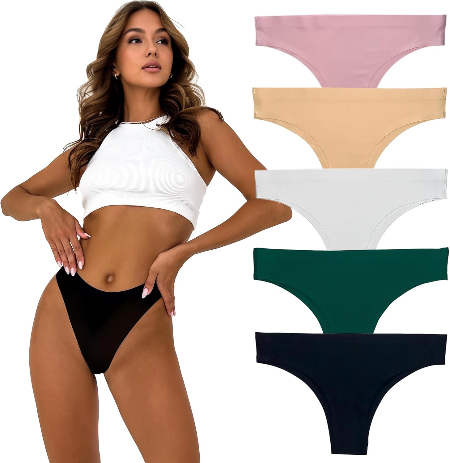 COLIBRI Seamless Underwear for Women – Pack of 5 Stretch Cheeky panties Soft, Breathable No Show underwear
