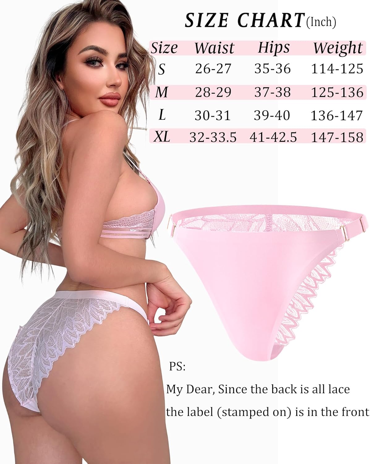 Take Talk 6 Pack Sexy Panties for Women Lace Adjustable String Bikini Underwear Womens Seamless Hipster Panty Cheeky · v6