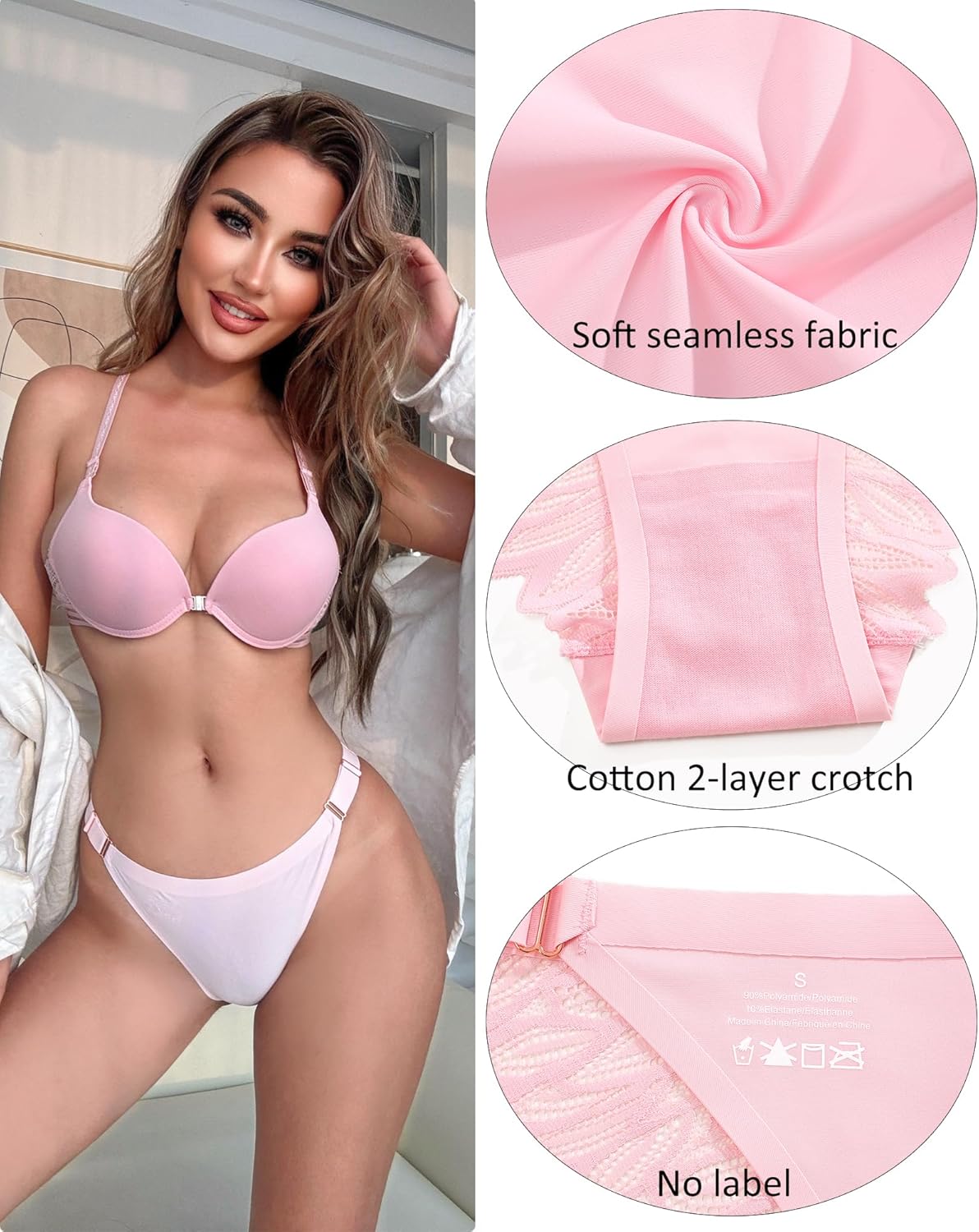 Take Talk 6 Pack Sexy Panties for Women Lace Adjustable String Bikini Underwear Womens Seamless Hipster Panty Cheeky · v6