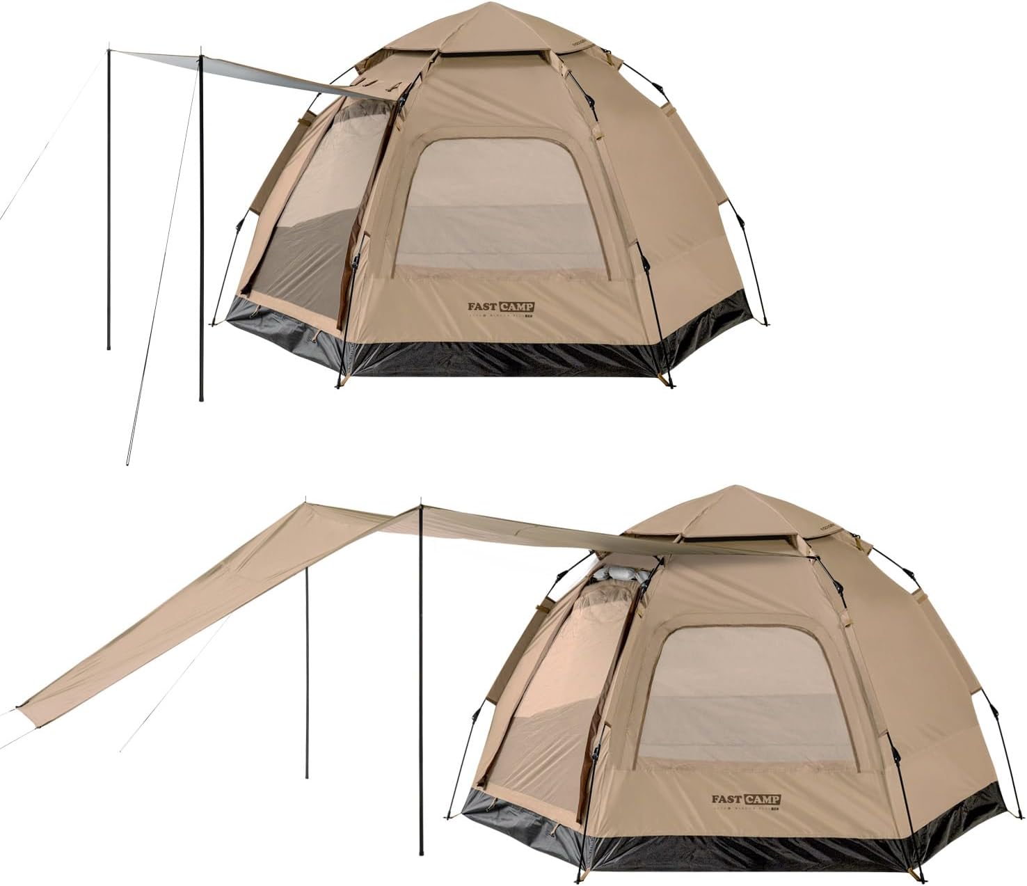 Instant Camping Tent for 4 Person,2 Mesh Windows  2 Doors,Hexagonal Design,Easy Set Up Tent with Vestibule amp; Rainfly, Ideal for Family Camp, Outdoor Activity · v5