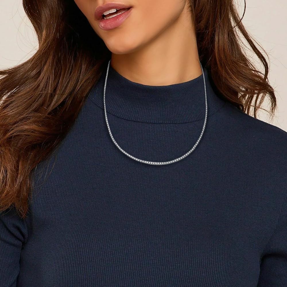 Platinum Polished 0.7 mm Solid Box Chain Necklace 16 to 24" · v2