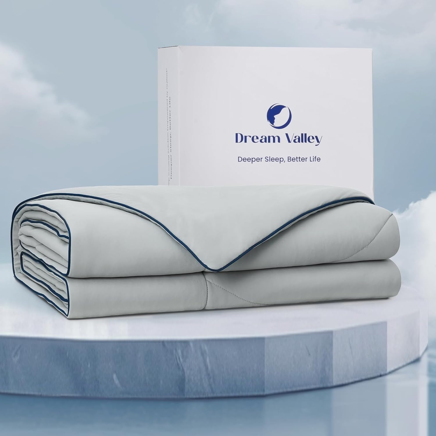 Dream Valley® Outlast® Cooling Comforter, All Season Full/Queen NASA-Grade Technology Cooling Blanket for Hot Sleepers Night Sweats, Q-Max gt; 0.45 Aerocool™ Breathable, Cool Grey, 90x90" · v2