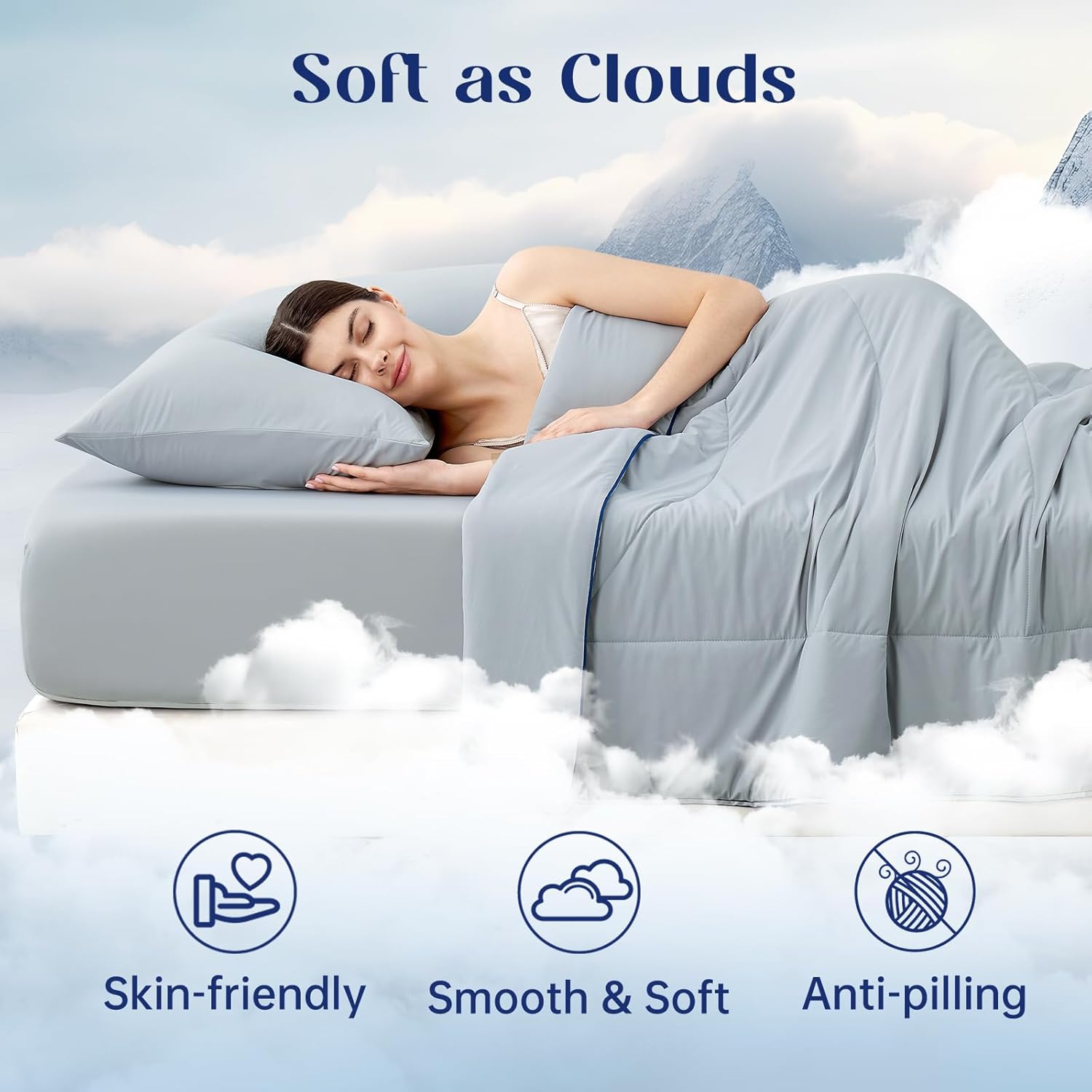 Dream Valley® Outlast® Cooling Comforter, All Season Full/Queen NASA-Grade Technology Cooling Blanket for Hot Sleepers Night Sweats, Q-Max gt; 0.45 Aerocool™ Breathable, Cool Grey, 90x90" · v2