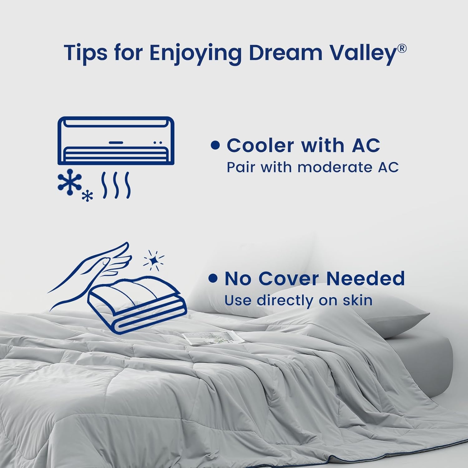 Dream Valley® Outlast® Cooling Comforter, All Season Full/Queen NASA-Grade Technology Cooling Blanket for Hot Sleepers Night Sweats, Q-Max gt; 0.45 Aerocool™ Breathable, Cool Grey, 90x90" · v2