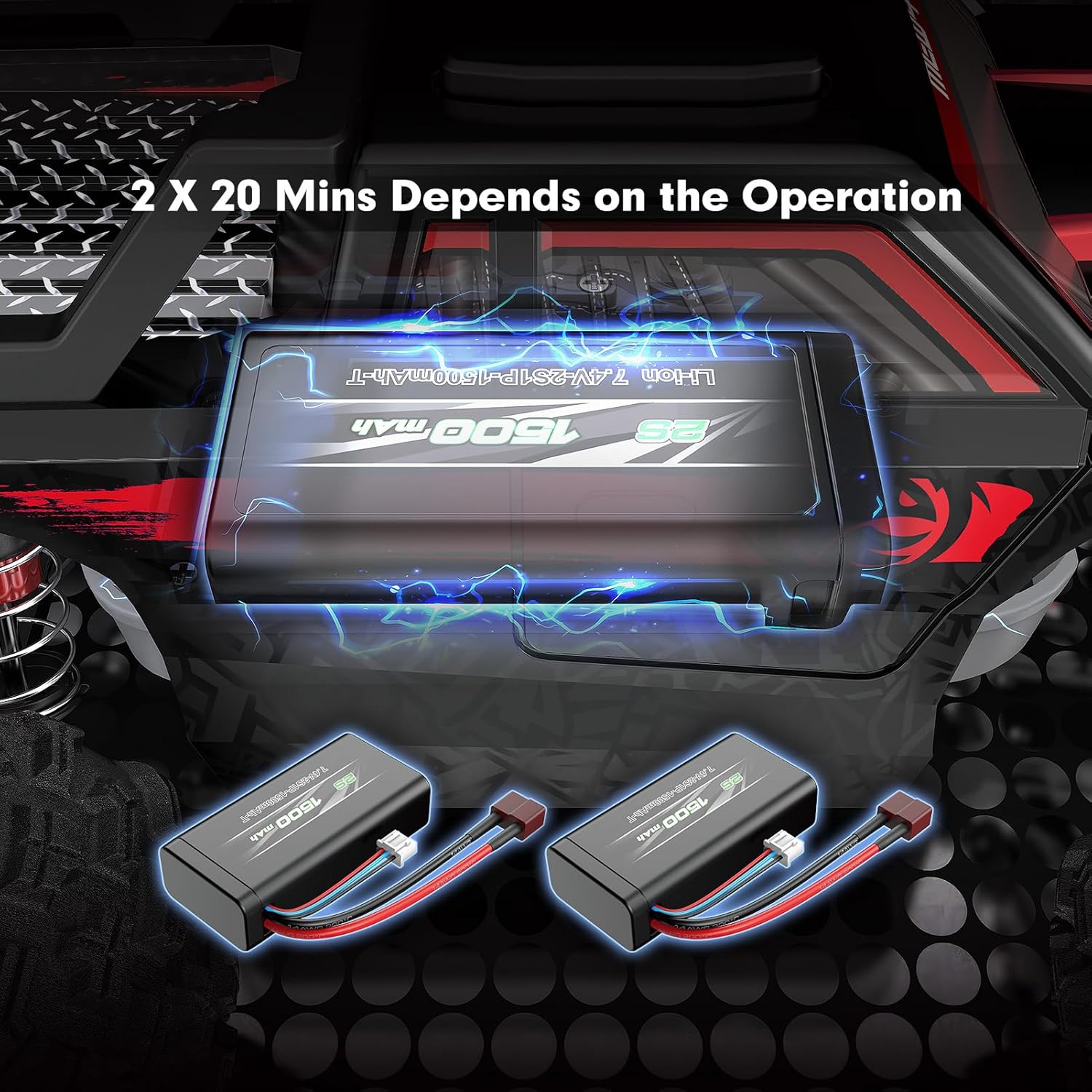 MEW4 1/16 Brushless RC Car, 4X4 RC Offroad Trucks, Portable RC Cars Fast 42 Km/h for Adults, High Speed RC Car, Electric Stadium RC Truck for Adult, Red Black · v3