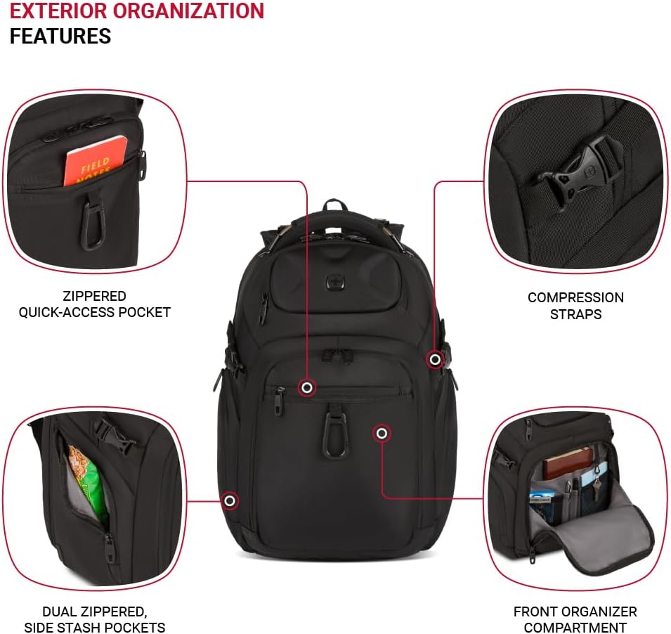 กระเป๋าเป้สะพายหลังใส่โน้ตบุ๊ก SwissGear Endure ScanSmart สีดำ ขนาด 17.75 นิ้ว