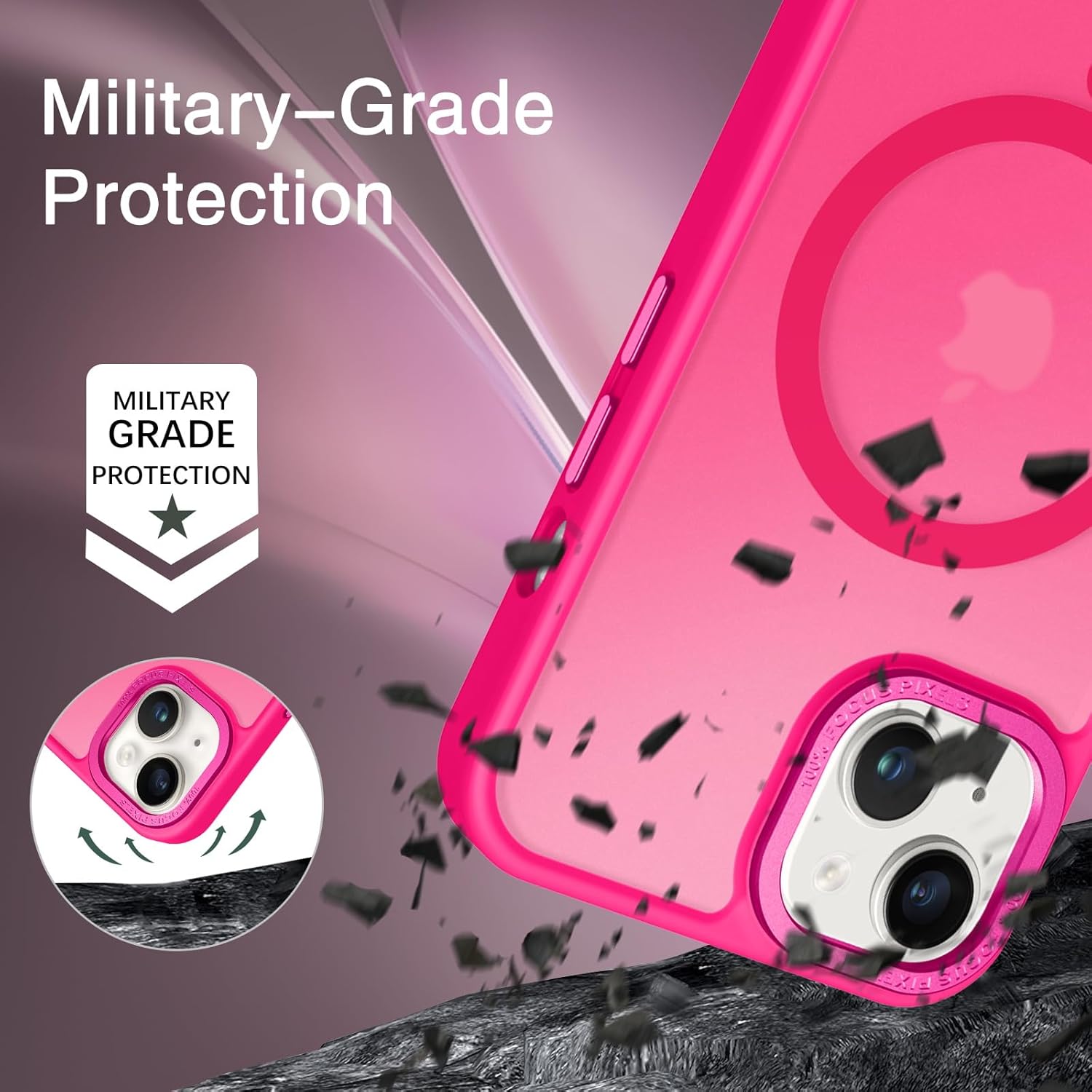 BENTOBEN Magnetic for iPhone 13 Case  iPhone 14 Case [Compatible with Magsafe] Translucent Matte Phone Case iPhone 13/14 Slim Fit Shockproof Women Men Protective Cover for iPhone 13/14 6.1, Hot Pink