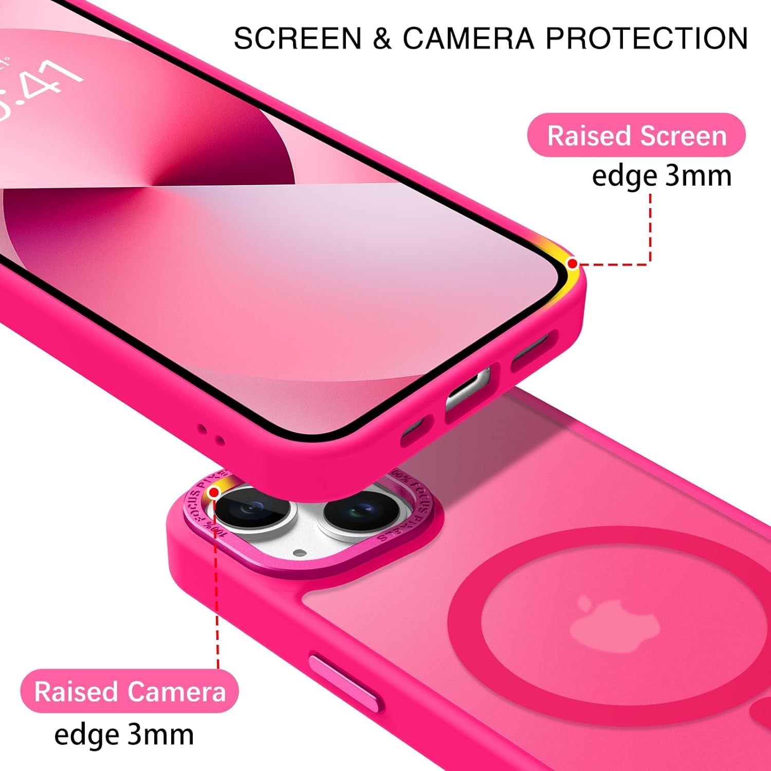 BENTOBEN Magnetic for iPhone 13 Case  iPhone 14 Case [Compatible with Magsafe] Translucent Matte Phone Case iPhone 13/14 Slim Fit Shockproof Women Men Protective Cover for iPhone 13/14 6.1, Hot Pink