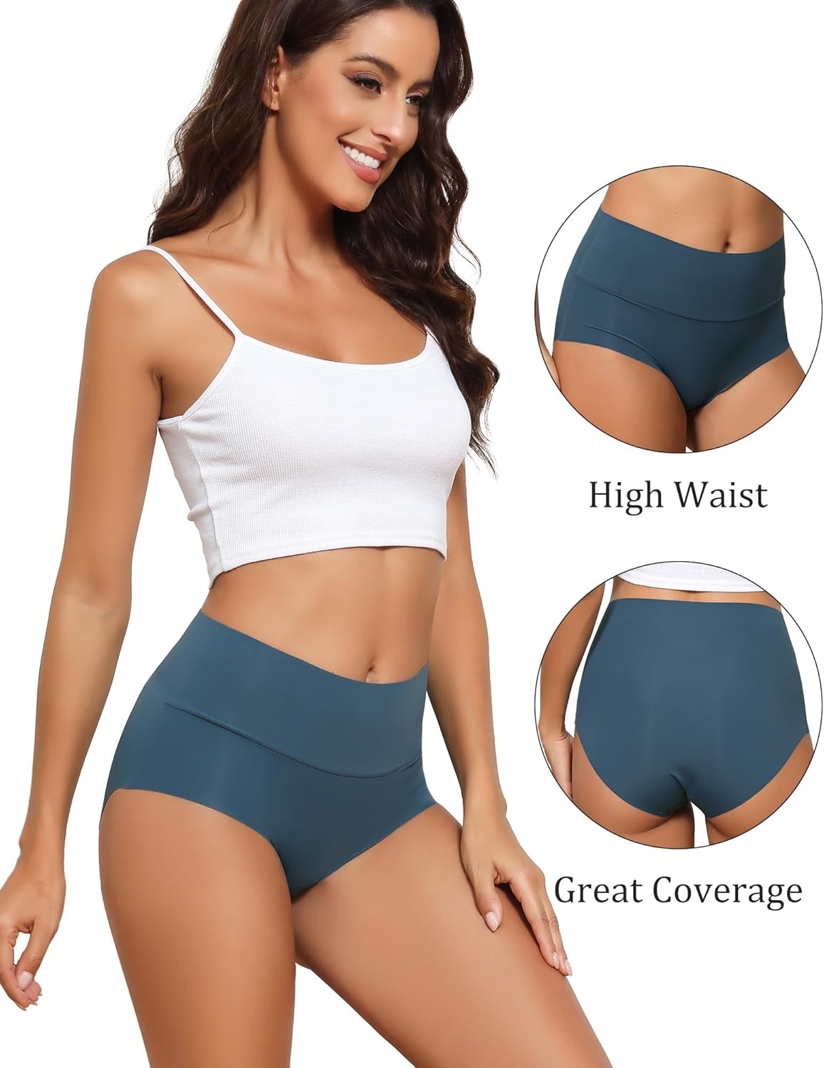 Ropa interior LEVAO para mujer sin costuras, talle alto, no se muestran, cobertura total, calzoncillos transpirables e invisibles, paquete de 6, S-XXL