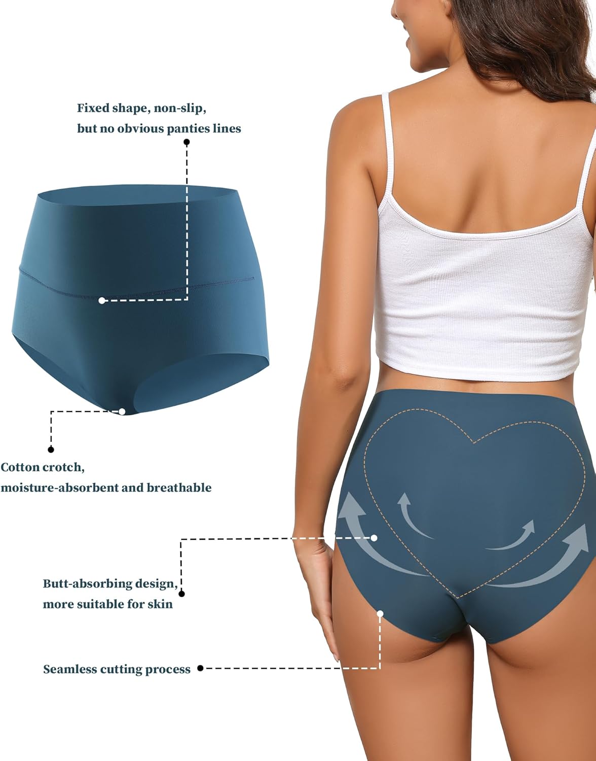 Ropa interior LEVAO para mujer sin costuras, talle alto, no se muestran, cobertura total, calzoncillos transpirables e invisibles, paquete de 6, S-XXL