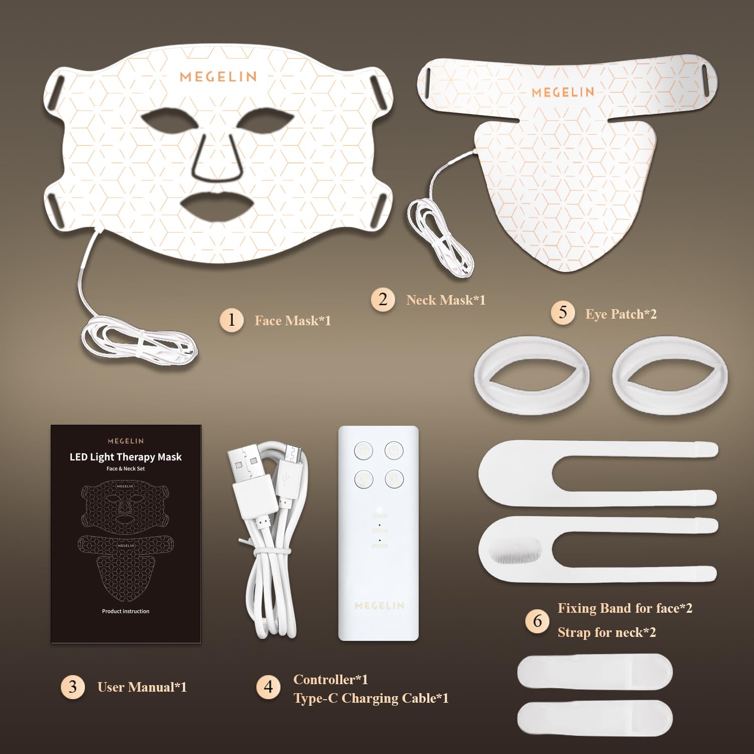 Maschera viso e collo con terapia a luce rossa a led, maschera facciale con terapia della luce a led a 7 colori, maschera per terapia con luce rossa a infrarossi, ringiovanimento della pelle con luce a infrarossi (bianco)
